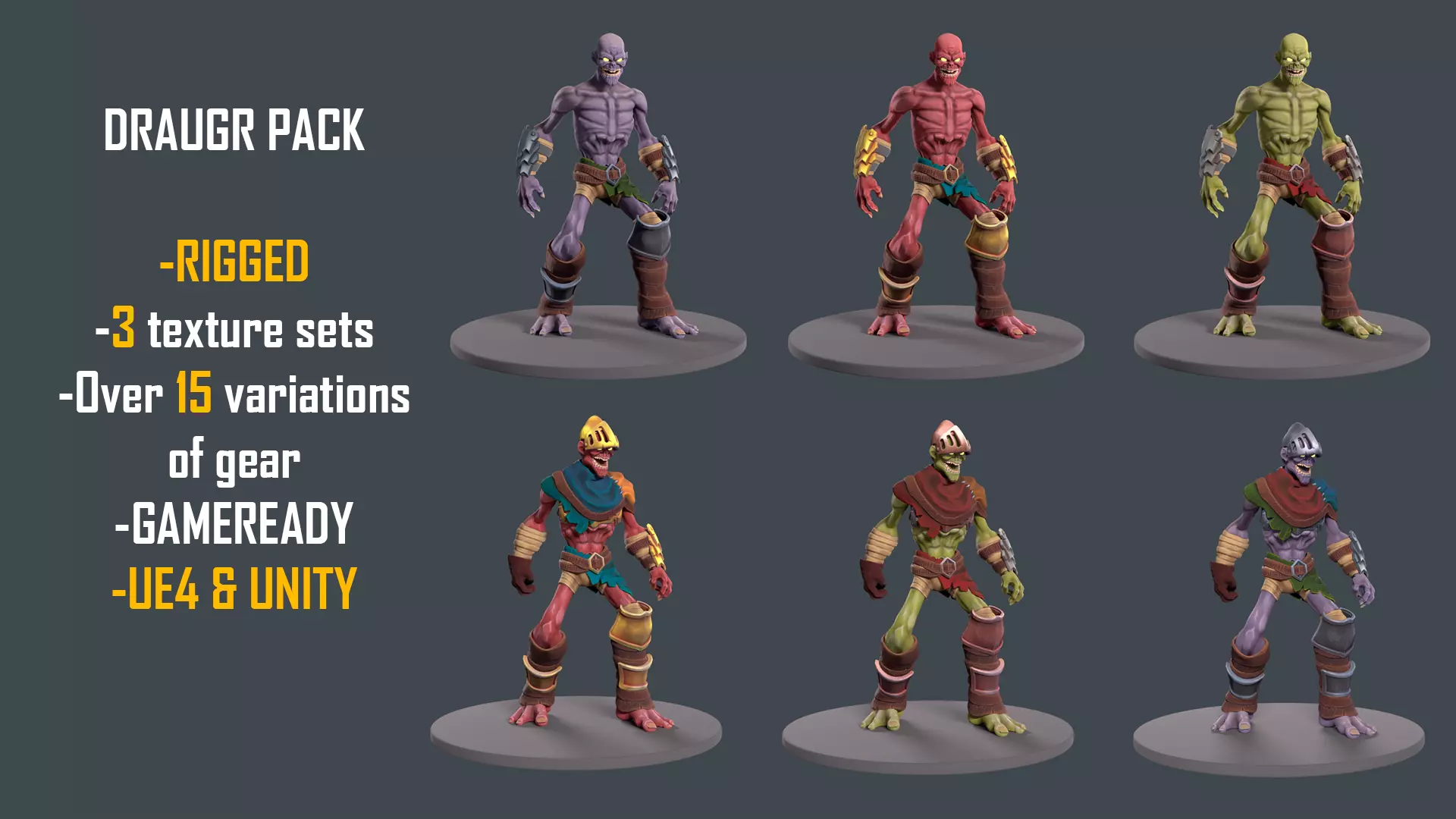 Zombie soldier stylized pack for games Low-poly 3D model_0