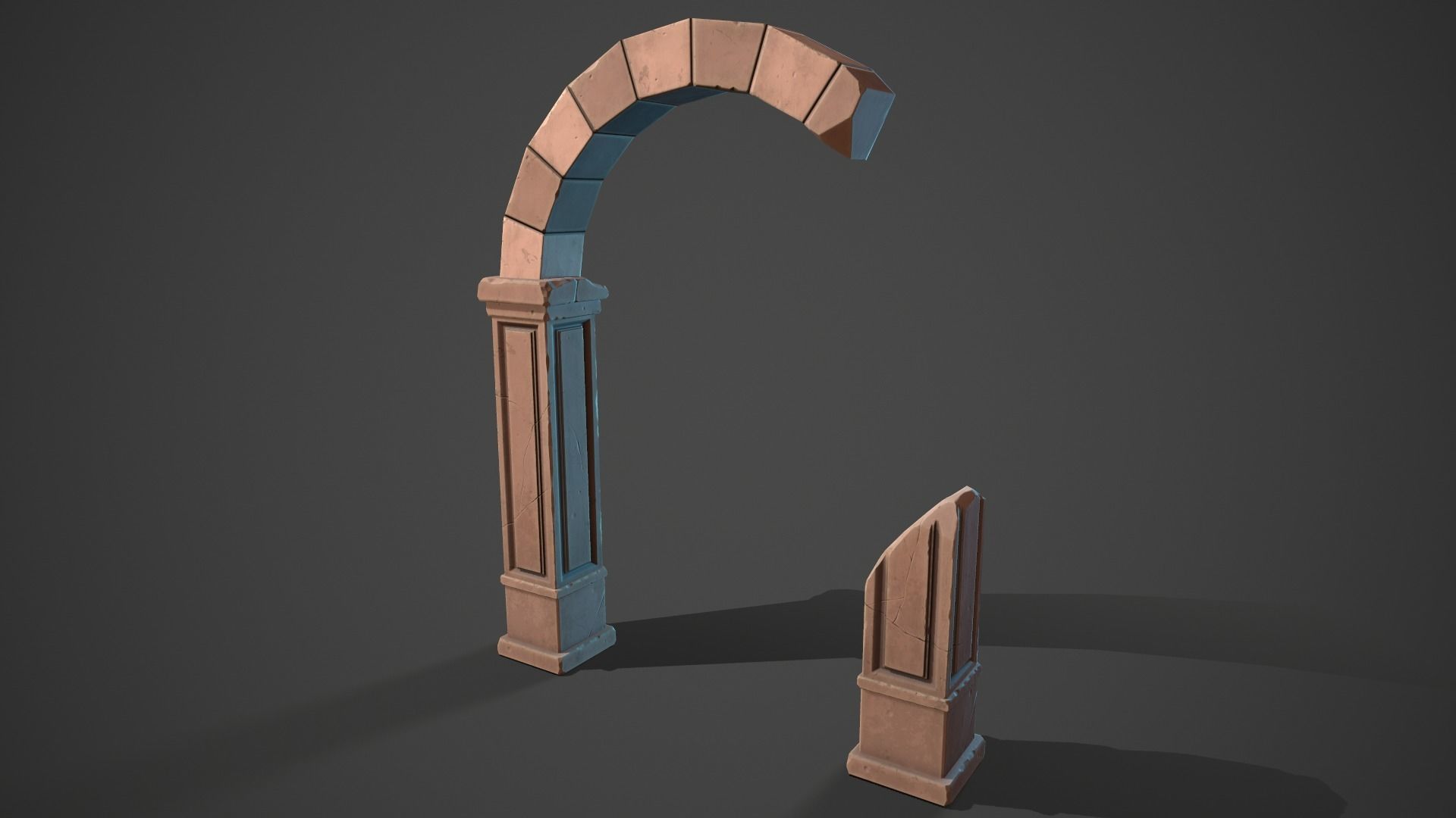 Stylized ruin Low-poly 3D model_1