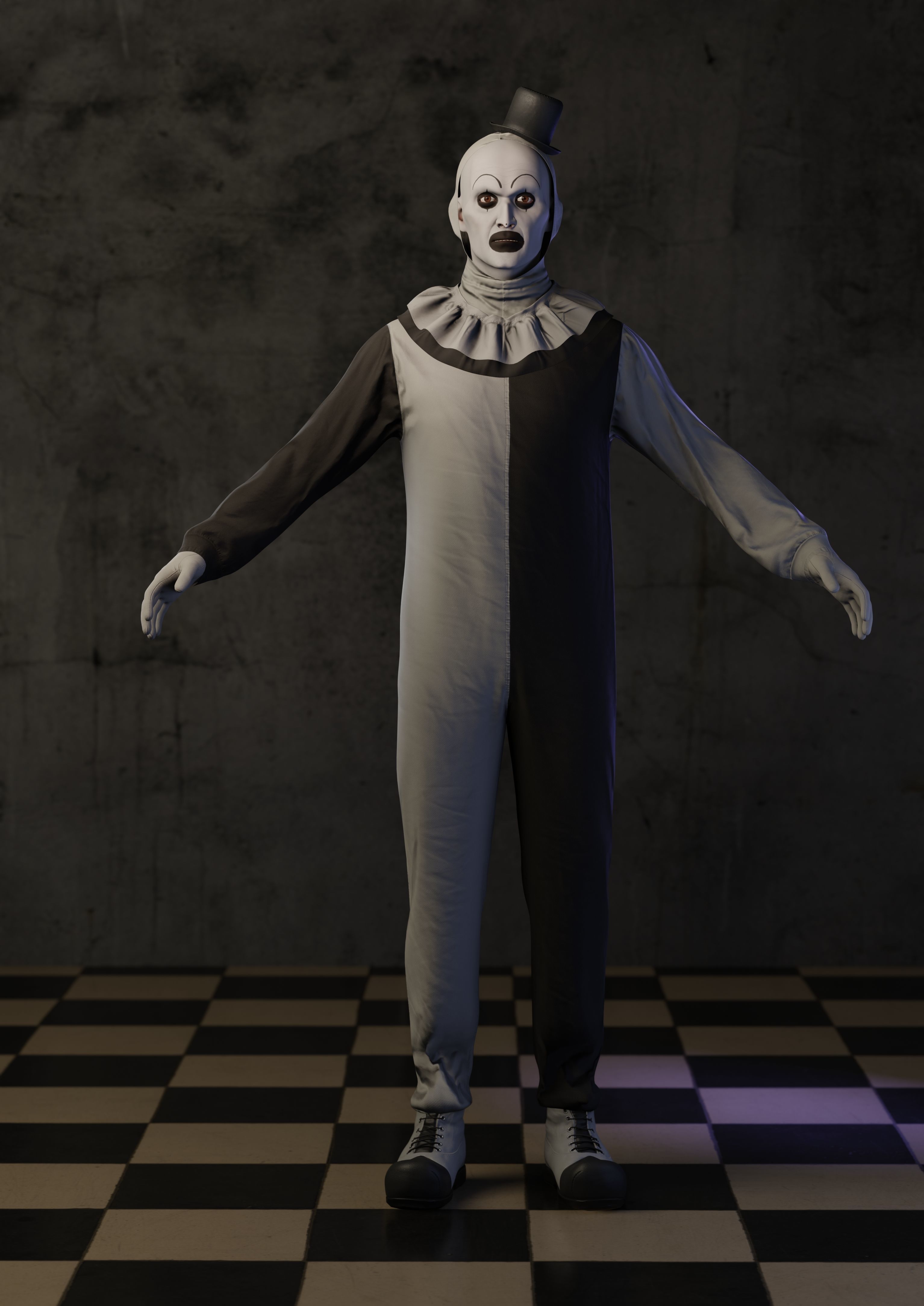 Creepy clown Low-poly 3D model_5