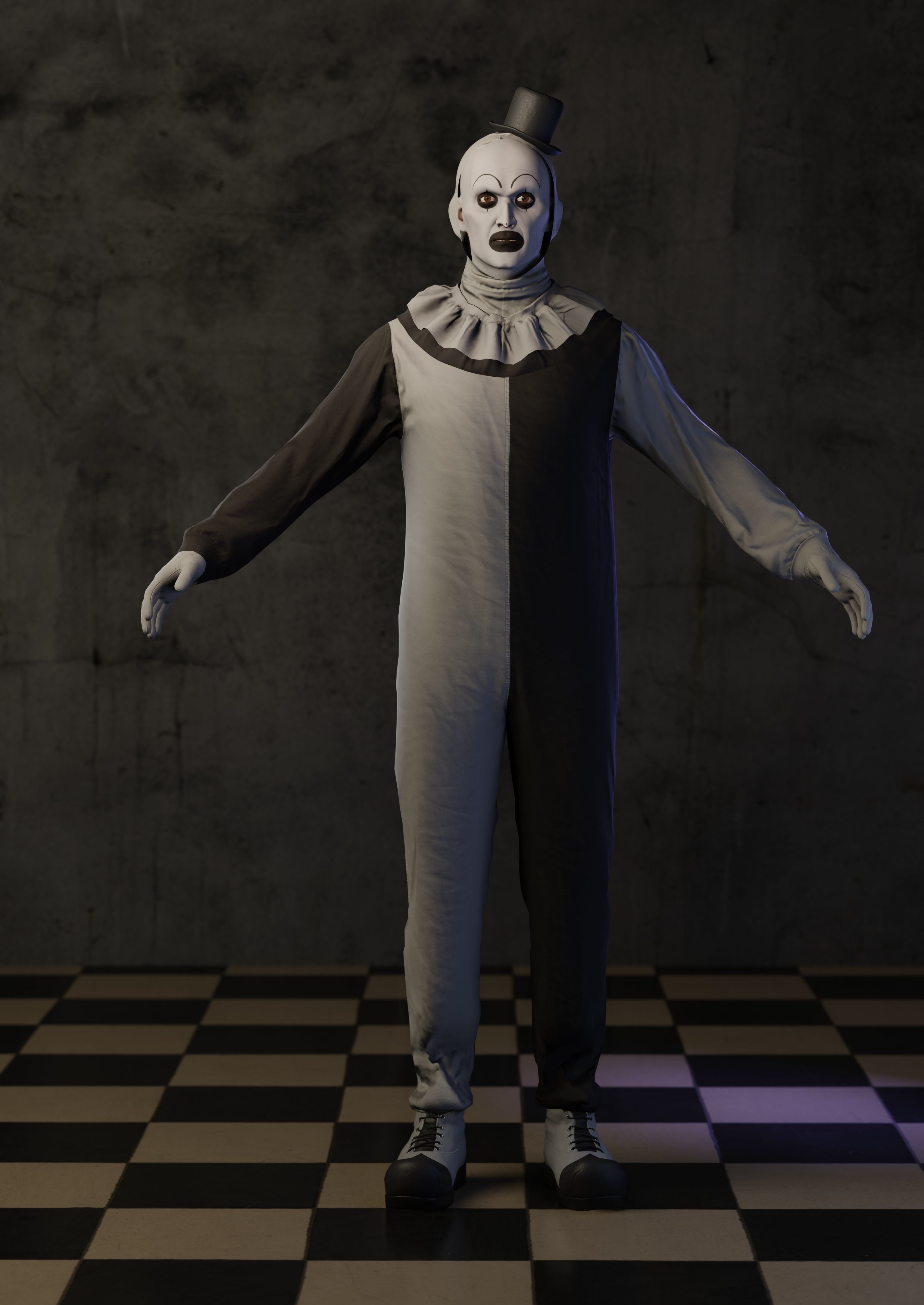 Creepy clown Low-poly 3D model_6