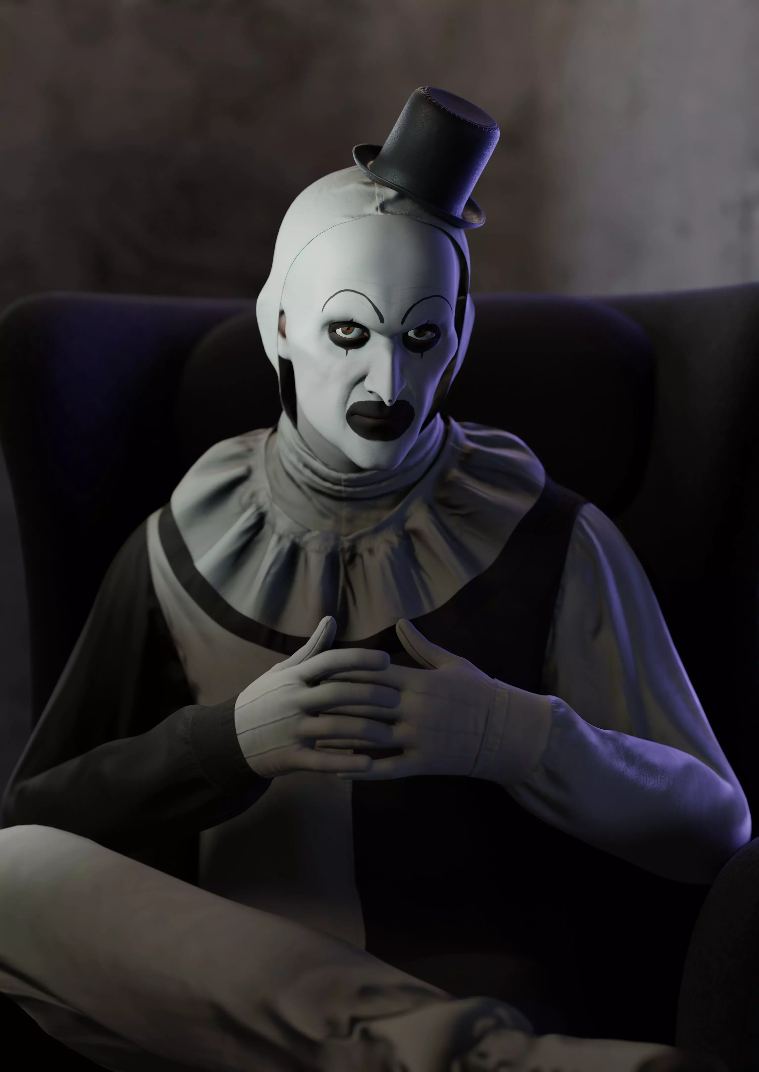 Creepy clown Low-poly 3D model_0
