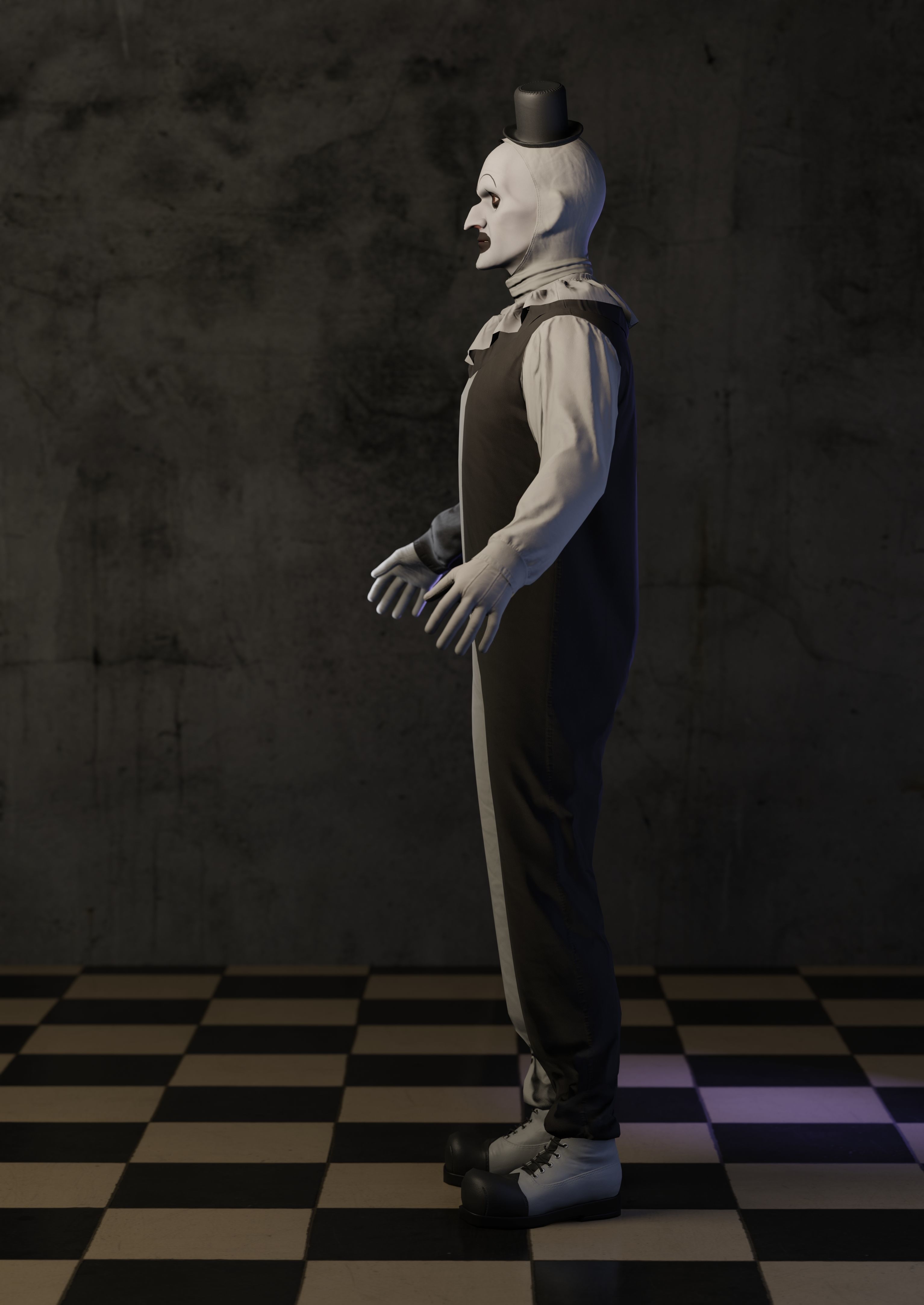 Creepy clown Low-poly 3D model_8