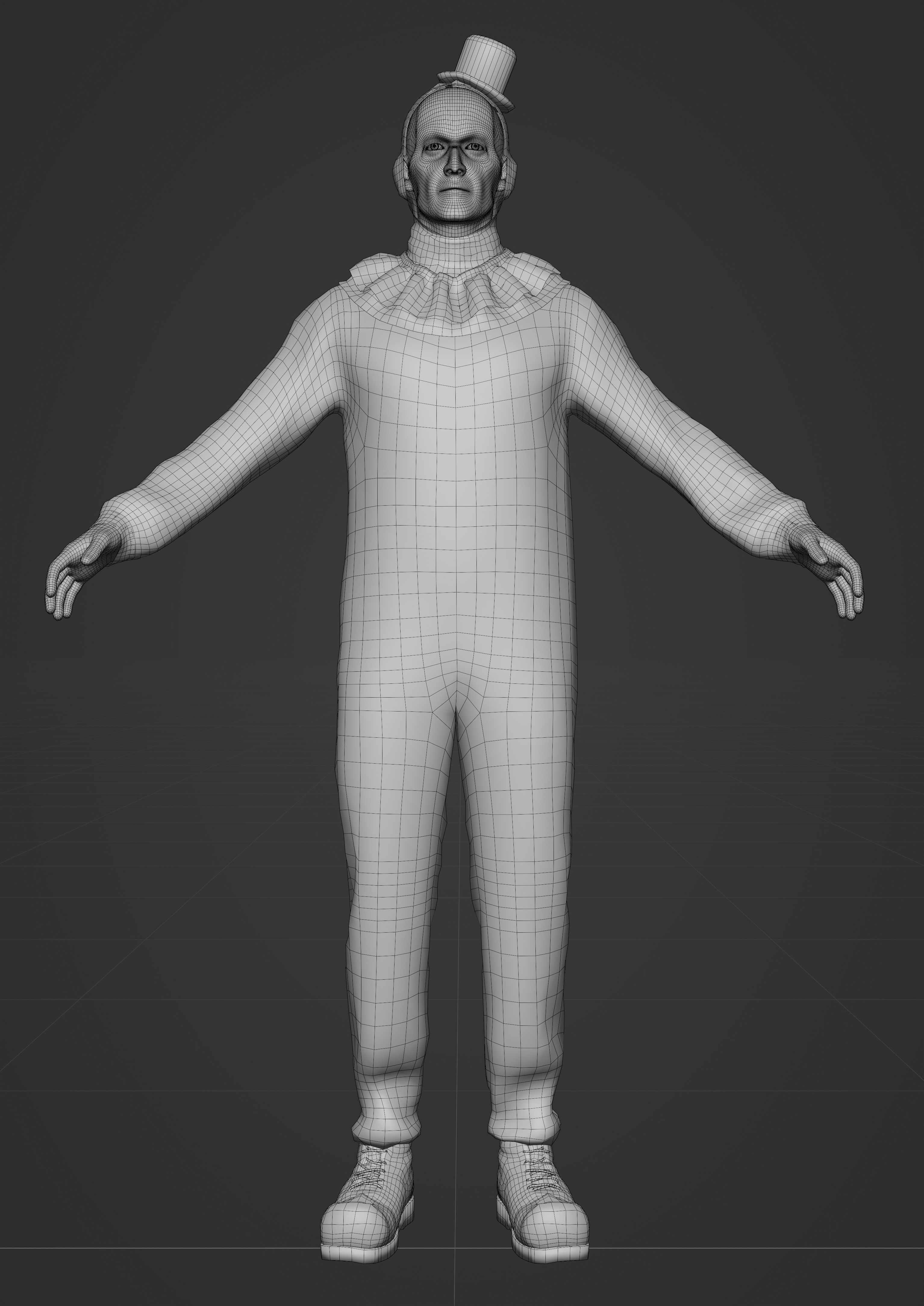 Creepy clown Low-poly 3D model_12