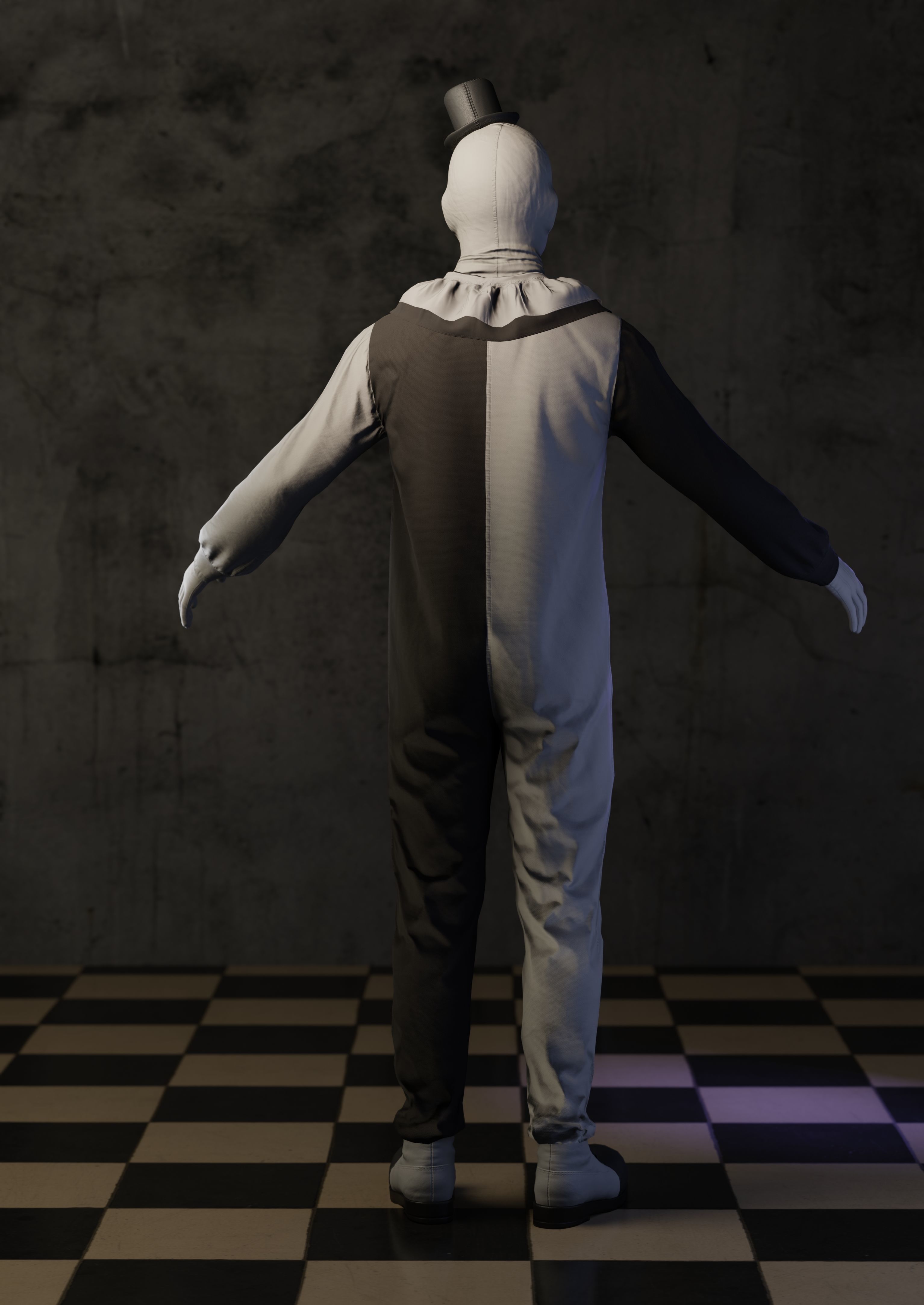Creepy clown Low-poly 3D model_9