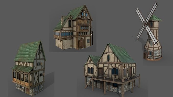 Medieval Fantasy House Pack 3D Model Collection