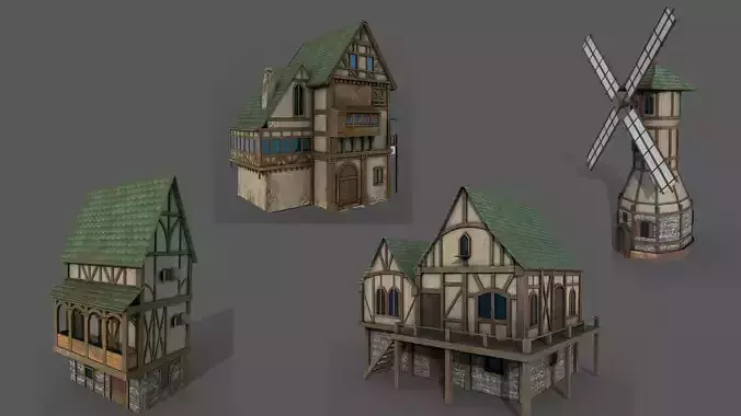 Medieval Fantasy House Pack 3D Model Collection