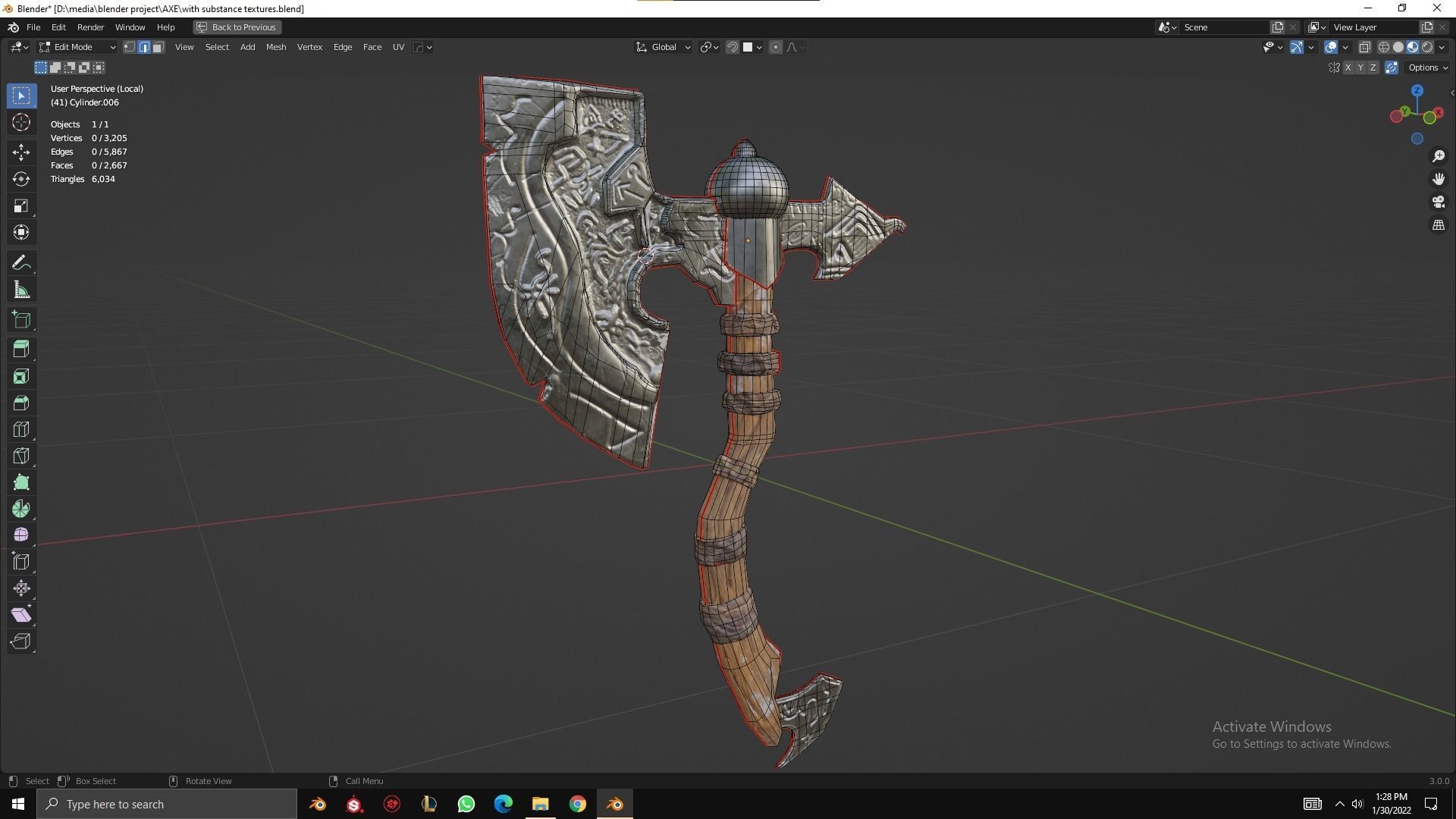 Old Axe - PBR Game Ready Low-poly 3D model_2