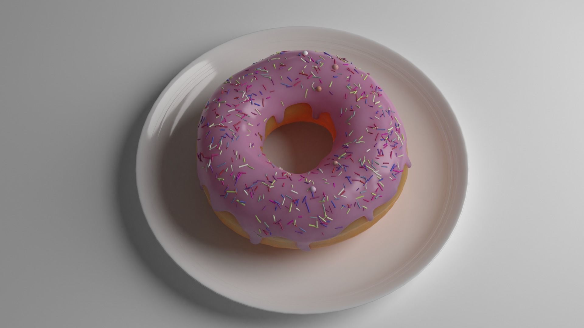 Donut on plate Free 3D model_1
