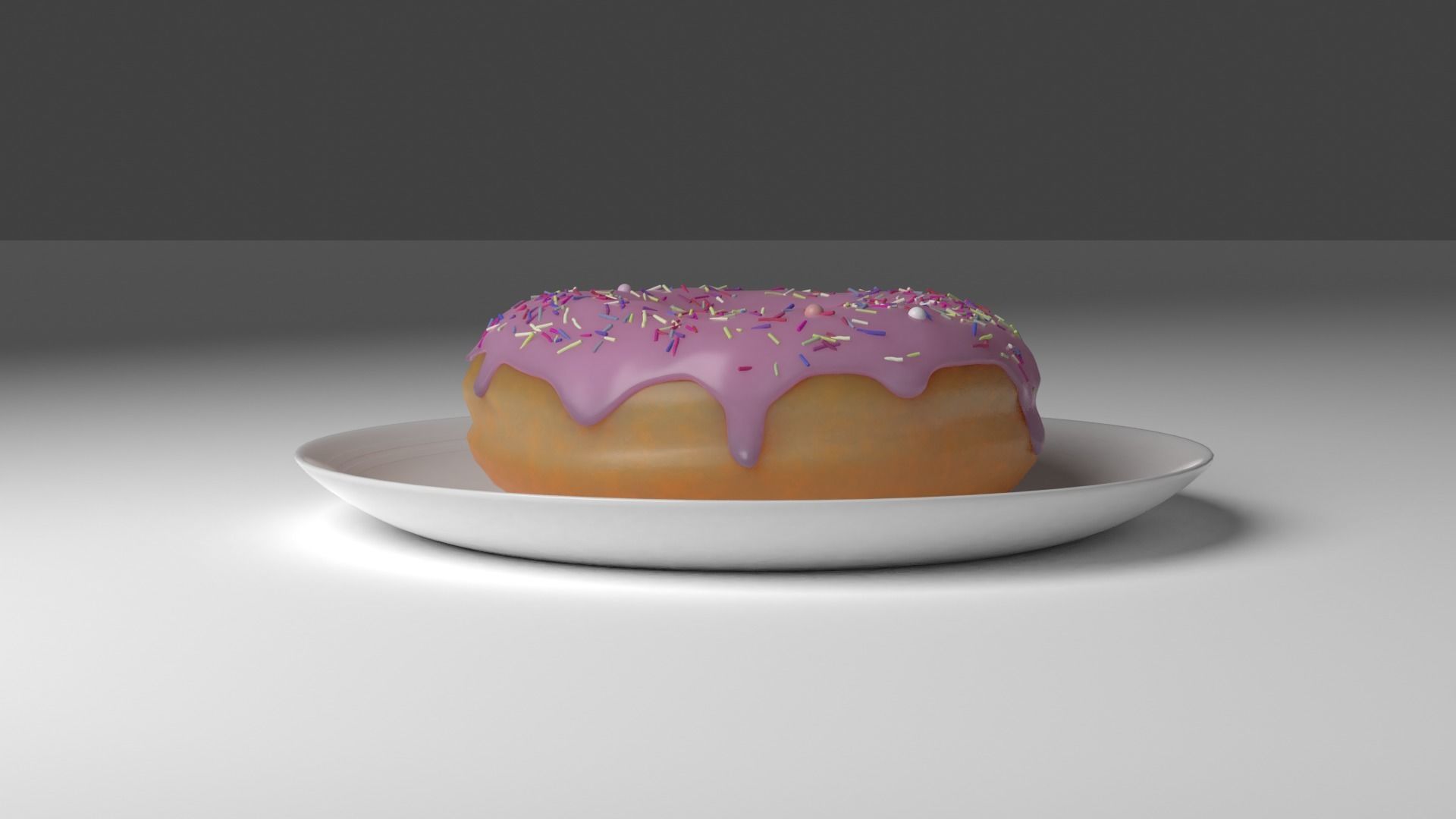 Donut on plate Free 3D model_2