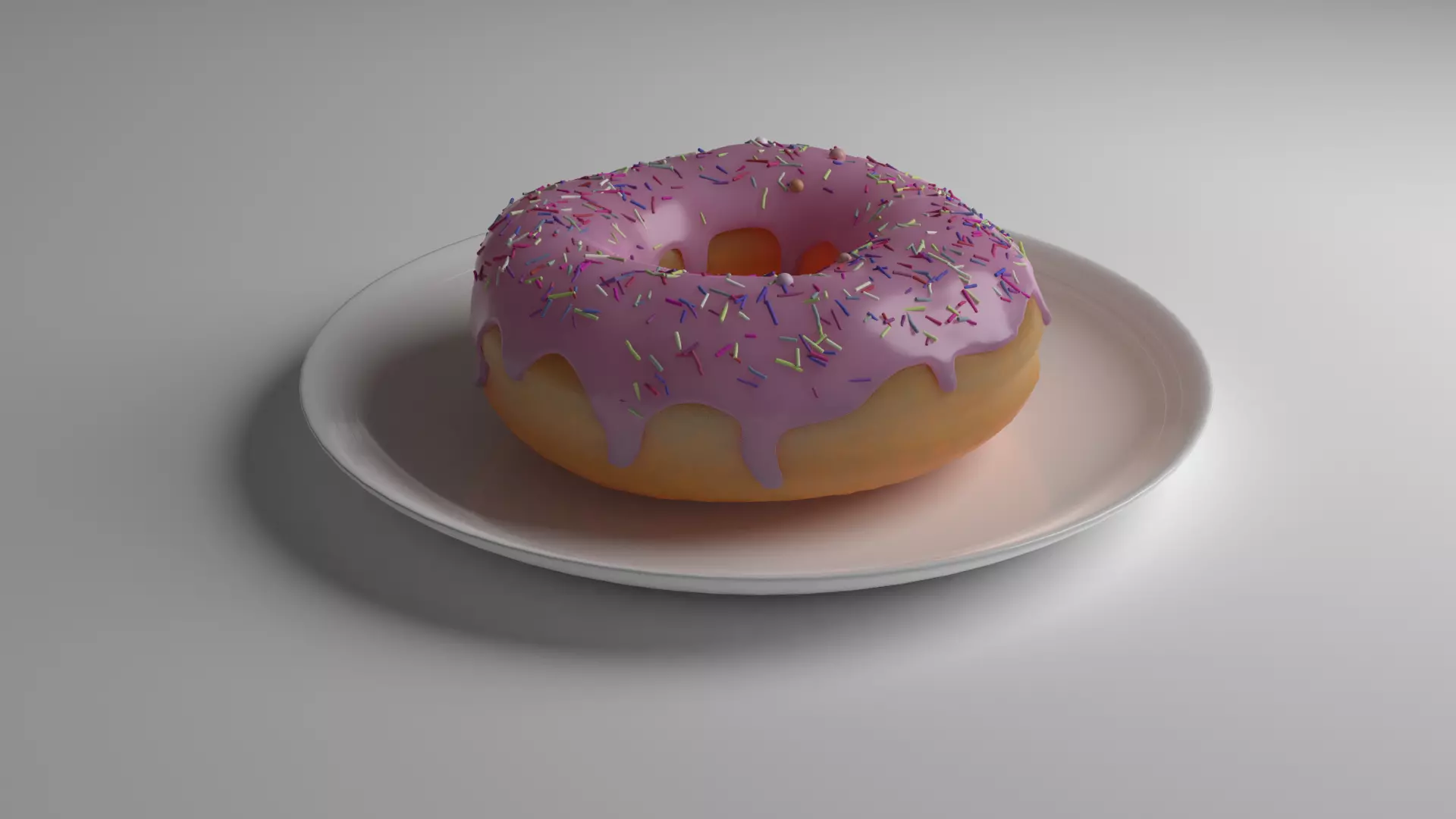 Donut on plate Free 3D model_0