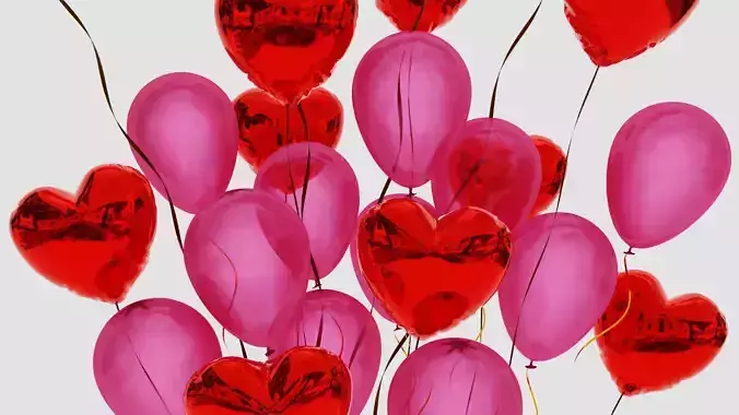 Valentines gift box with balloons