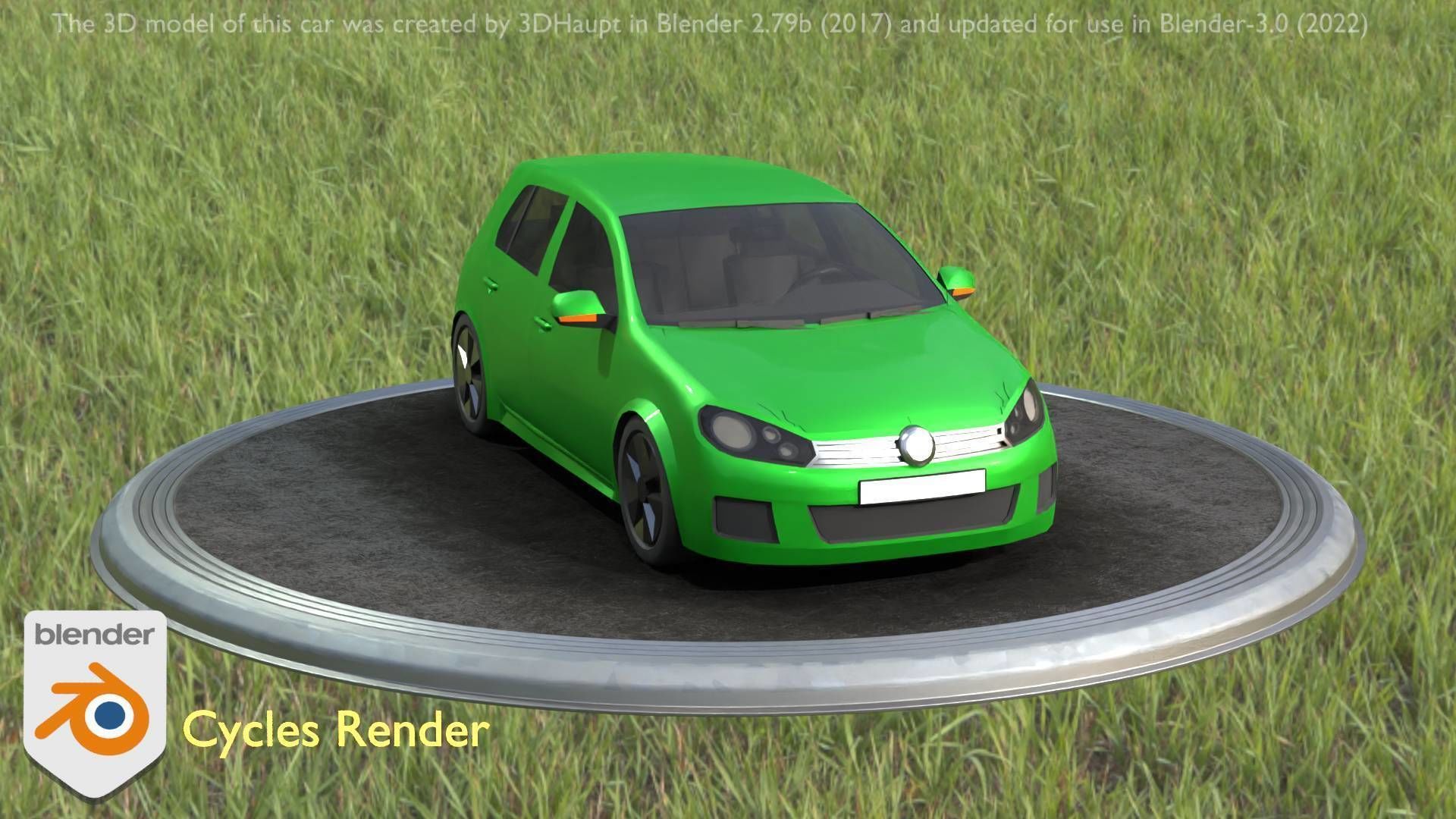 City Car 41 Compact Class Type-C Green Low-poly 3D model_9