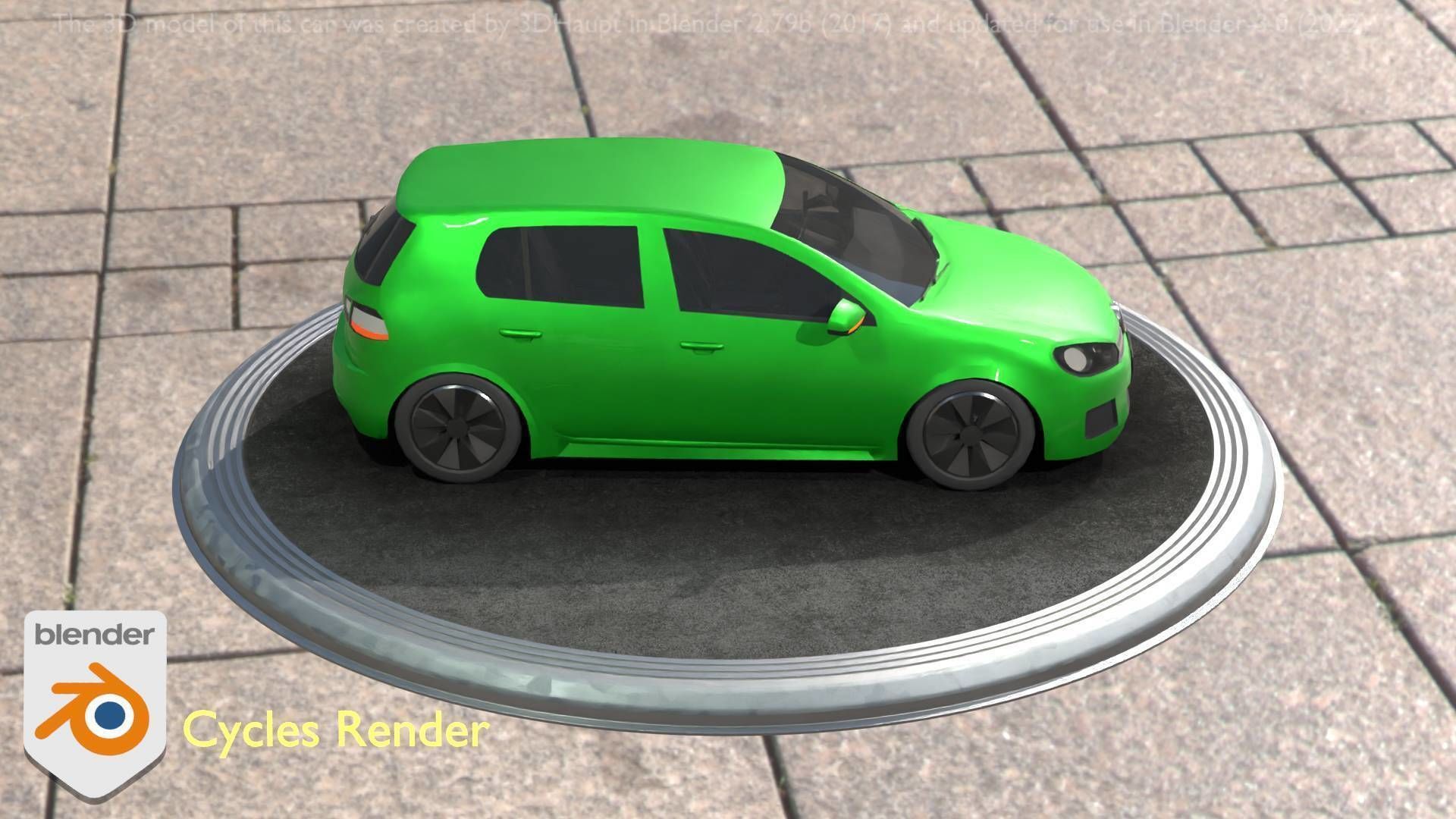 City Car 41 Compact Class Type-C Green Low-poly 3D model_73