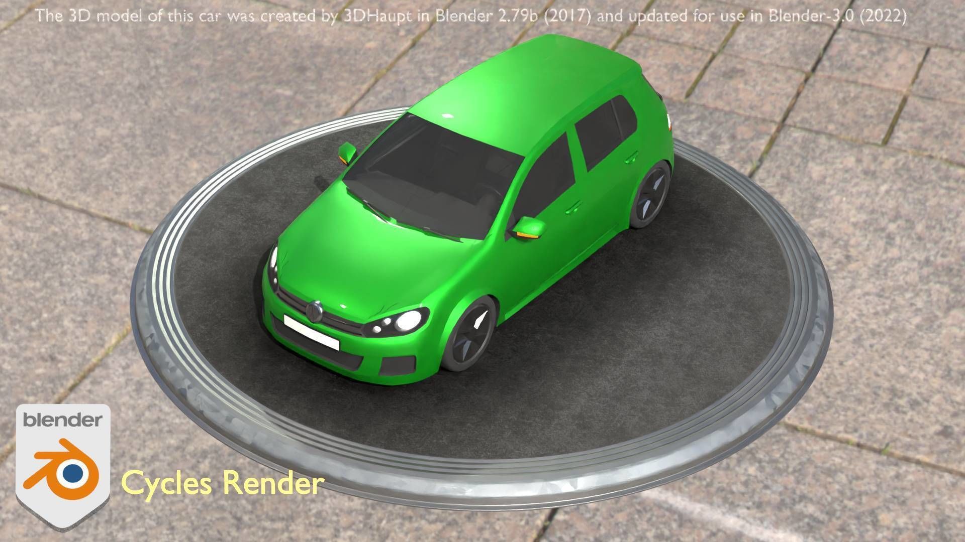 City Car 41 Compact Class Type-C Green Low-poly 3D model_89