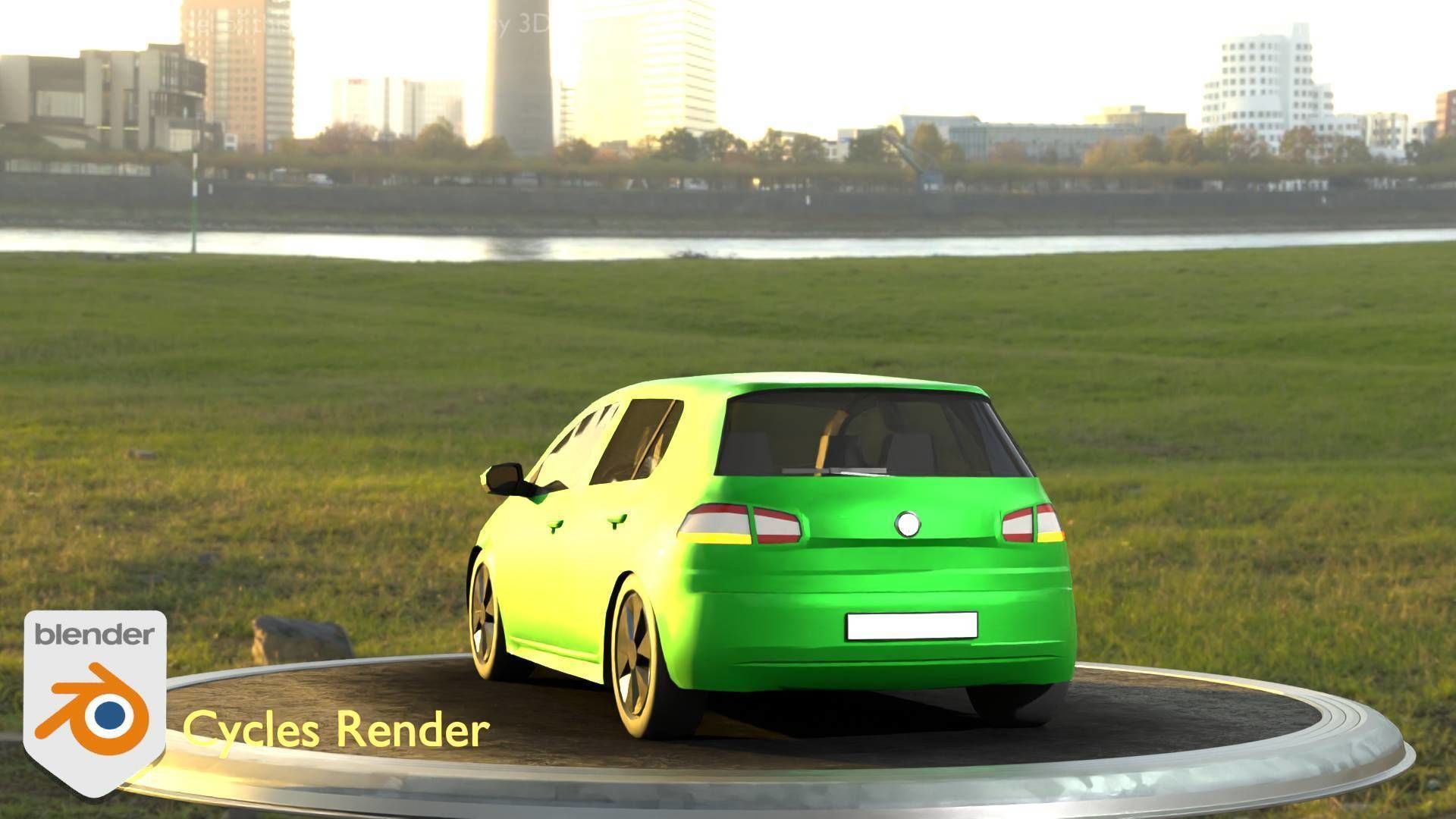 City Car 41 Compact Class Type-C Green Low-poly 3D model_24