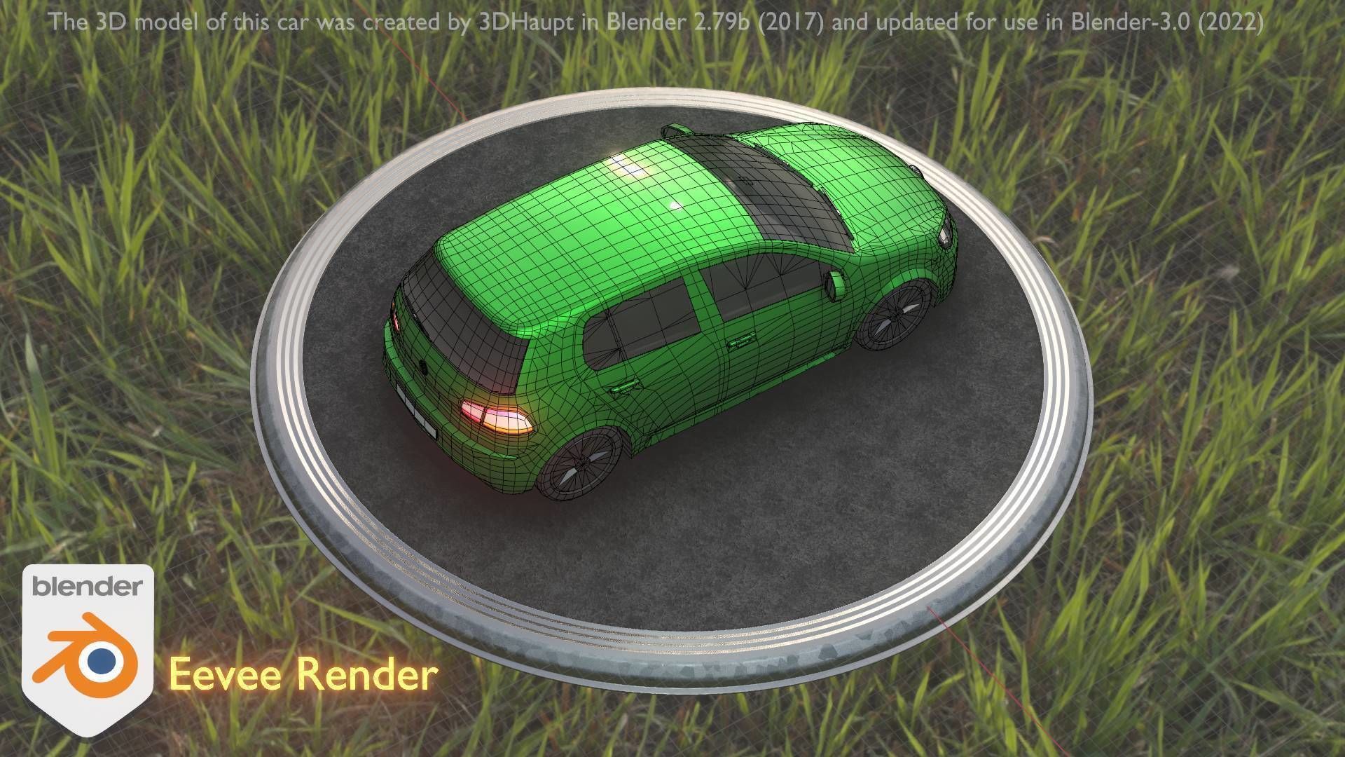 City Car 41 Compact Class Type-C Green Low-poly 3D model_98