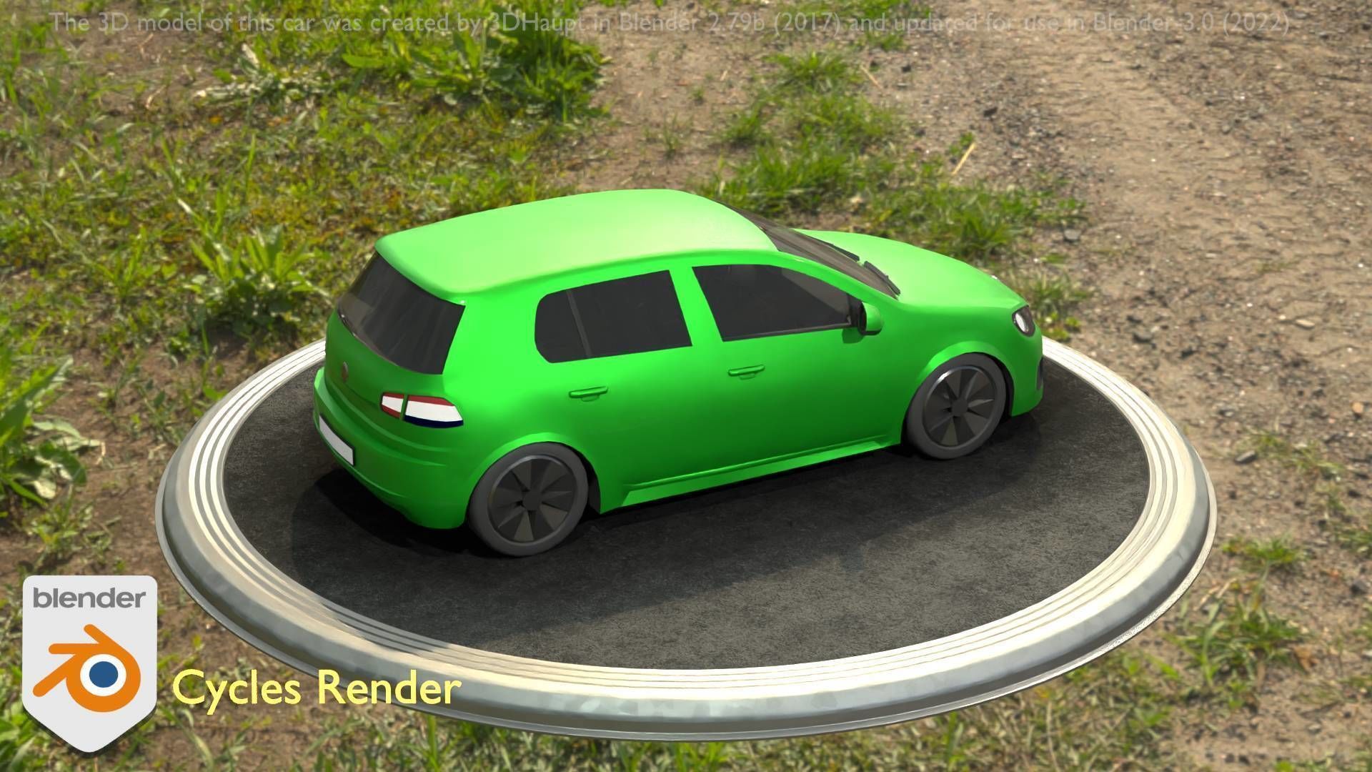 City Car 41 Compact Class Type-C Green Low-poly 3D model_38