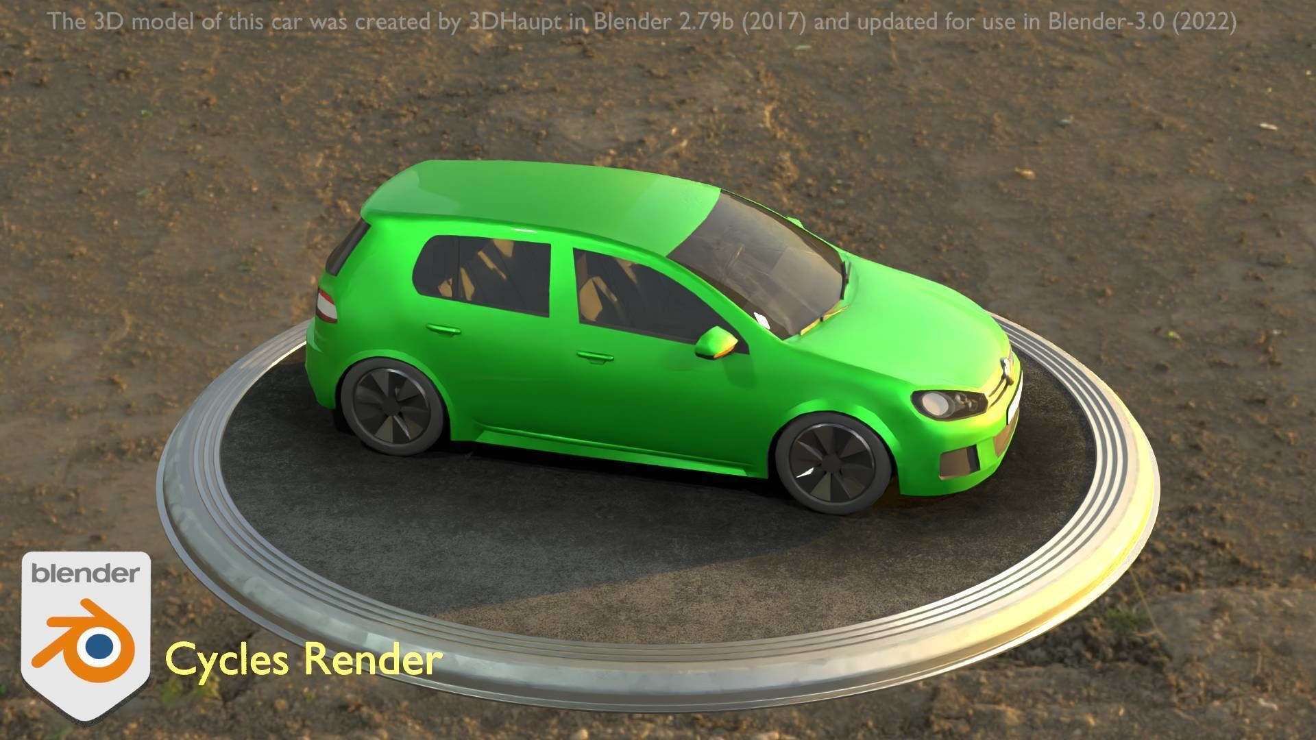 City Car 41 Compact Class Type-C Green Low-poly 3D model_40