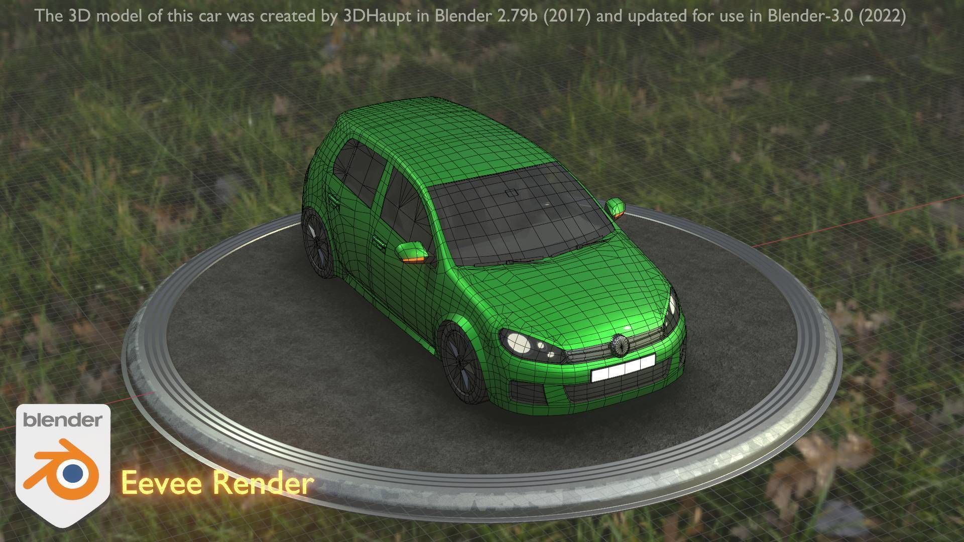 City Car 41 Compact Class Type-C Green Low-poly 3D model_87