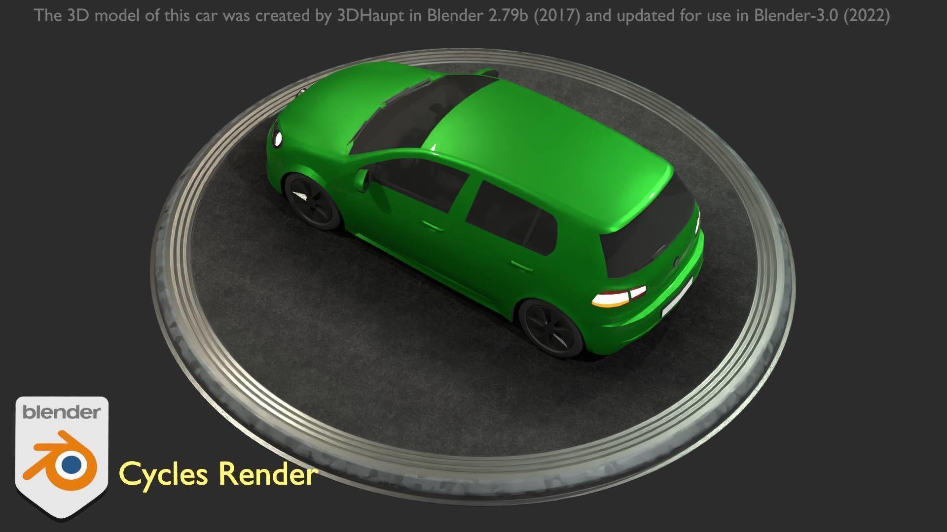 City Car 41 Compact Class Type-C Green Low-poly 3D model_93
