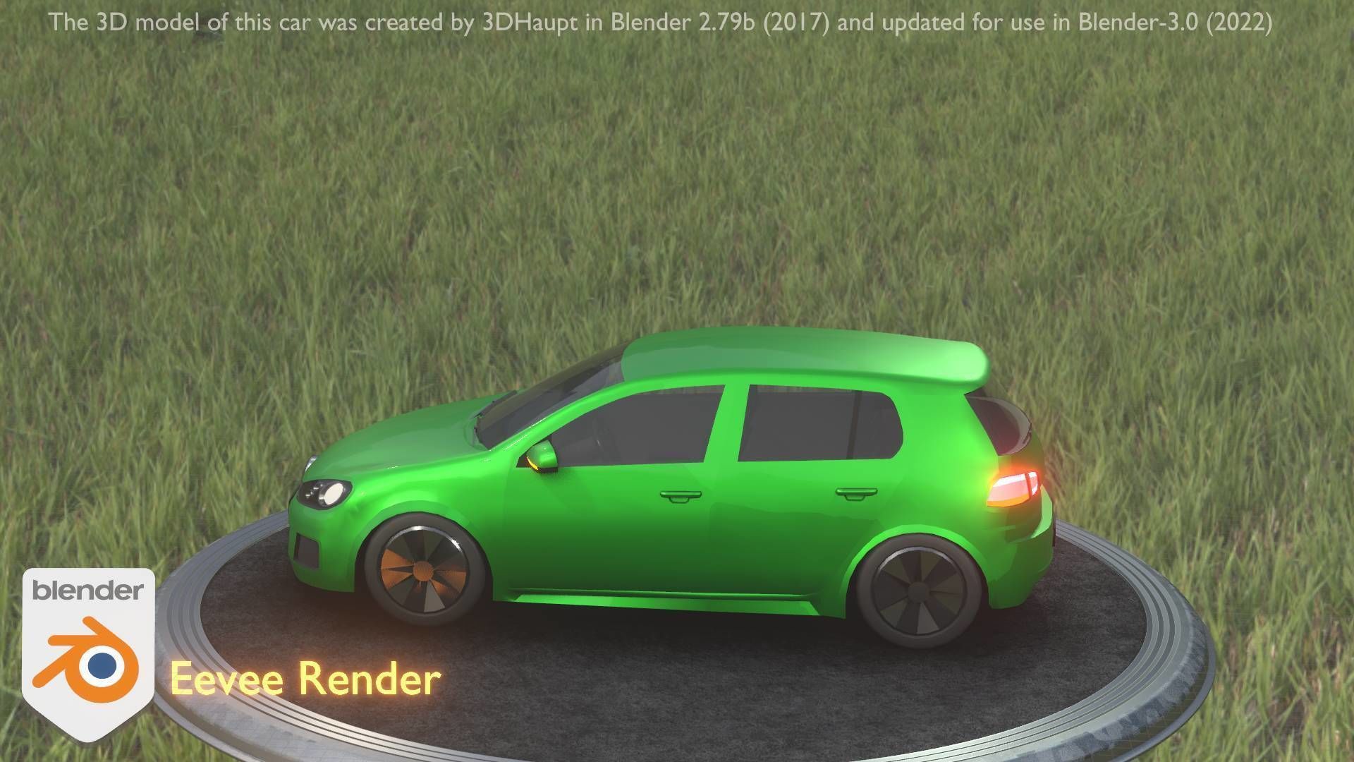City Car 41 Compact Class Type-C Green Low-poly 3D model_21