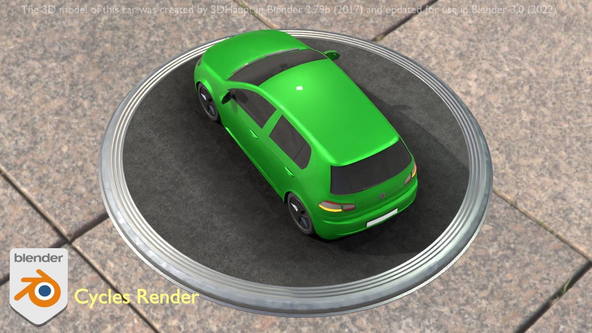 City Car 41 Compact Class Type-C Green Low-poly 3D model_45