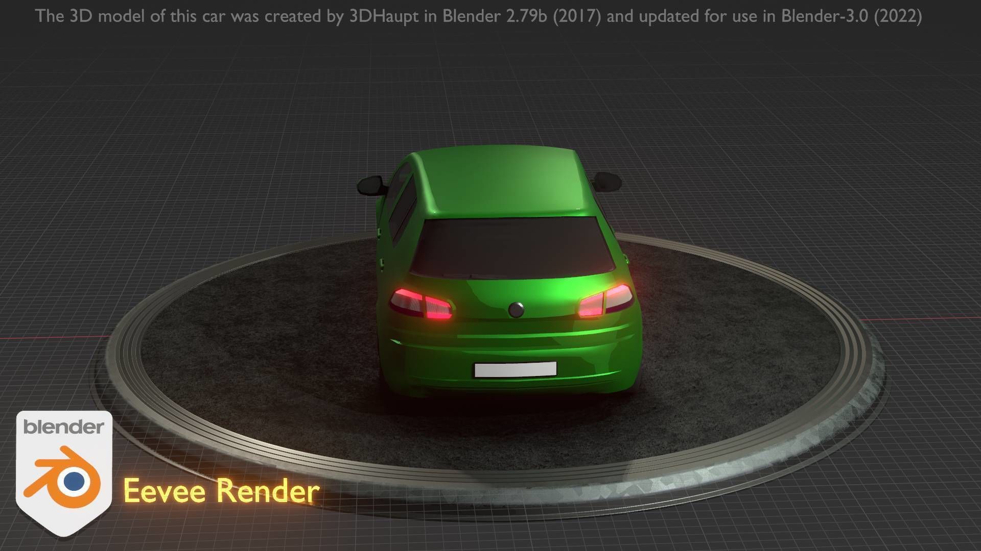 City Car 41 Compact Class Type-C Green Low-poly 3D model_36