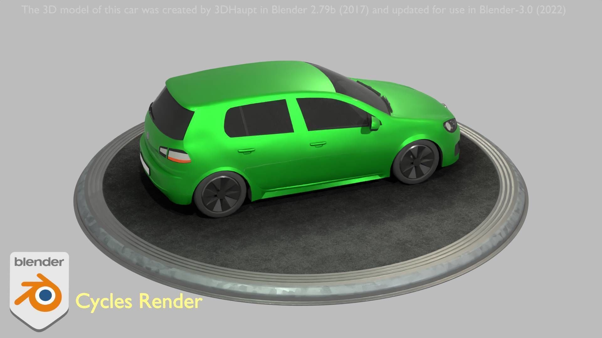 City Car 41 Compact Class Type-C Green Low-poly 3D model_28