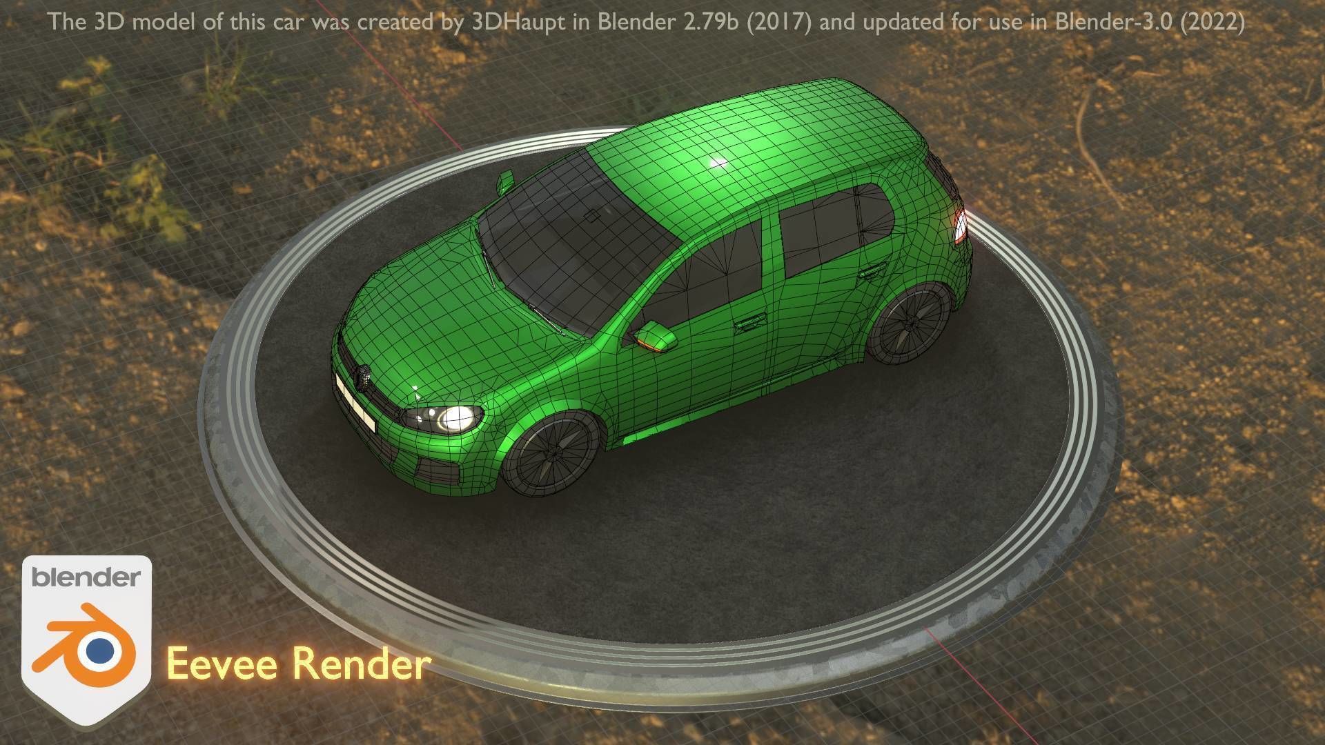 City Car 41 Compact Class Type-C Green Low-poly 3D model_90