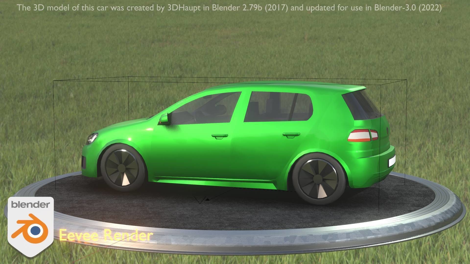 City Car 41 Compact Class Type-C Green Low-poly 3D model_3