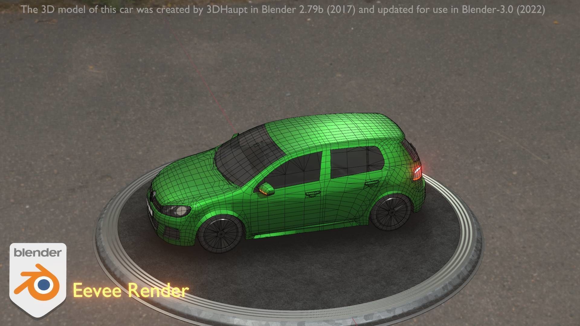City Car 41 Compact Class Type-C Green Low-poly 3D model_64