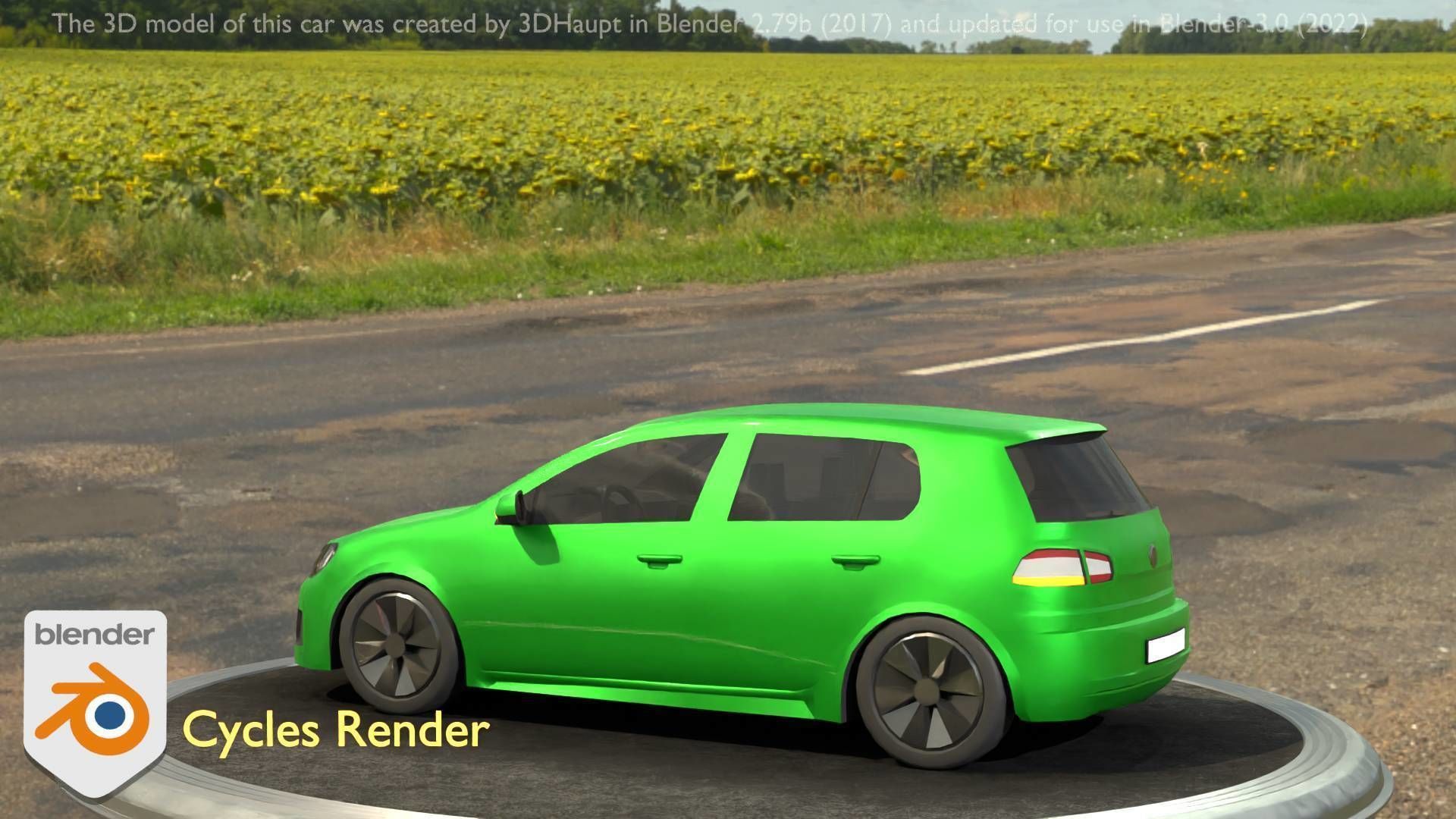City Car 41 Compact Class Type-C Green Low-poly 3D model_22