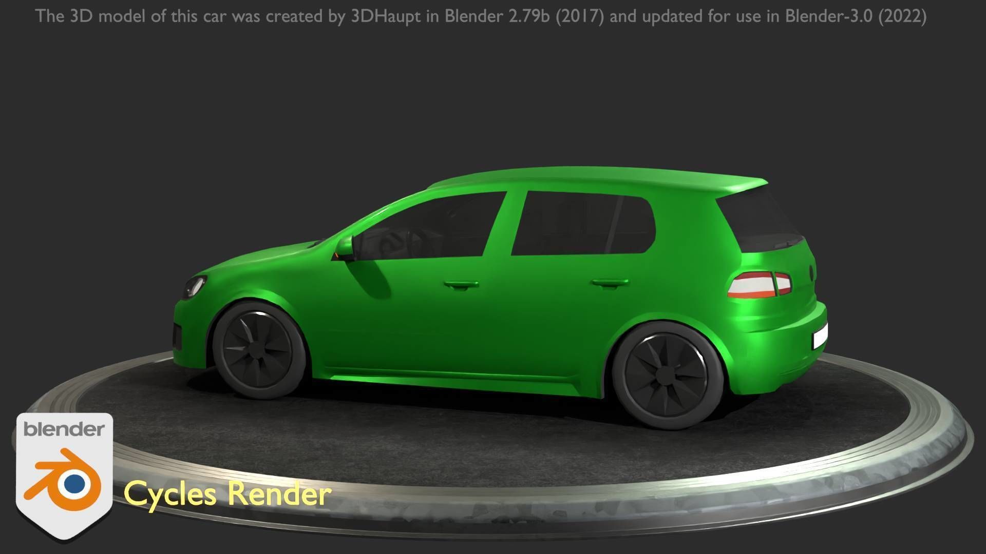 City Car 41 Compact Class Type-C Green Low-poly 3D model_33