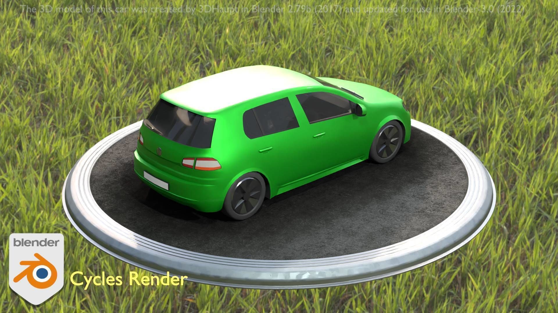 City Car 41 Compact Class Type-C Green Low-poly 3D model_71