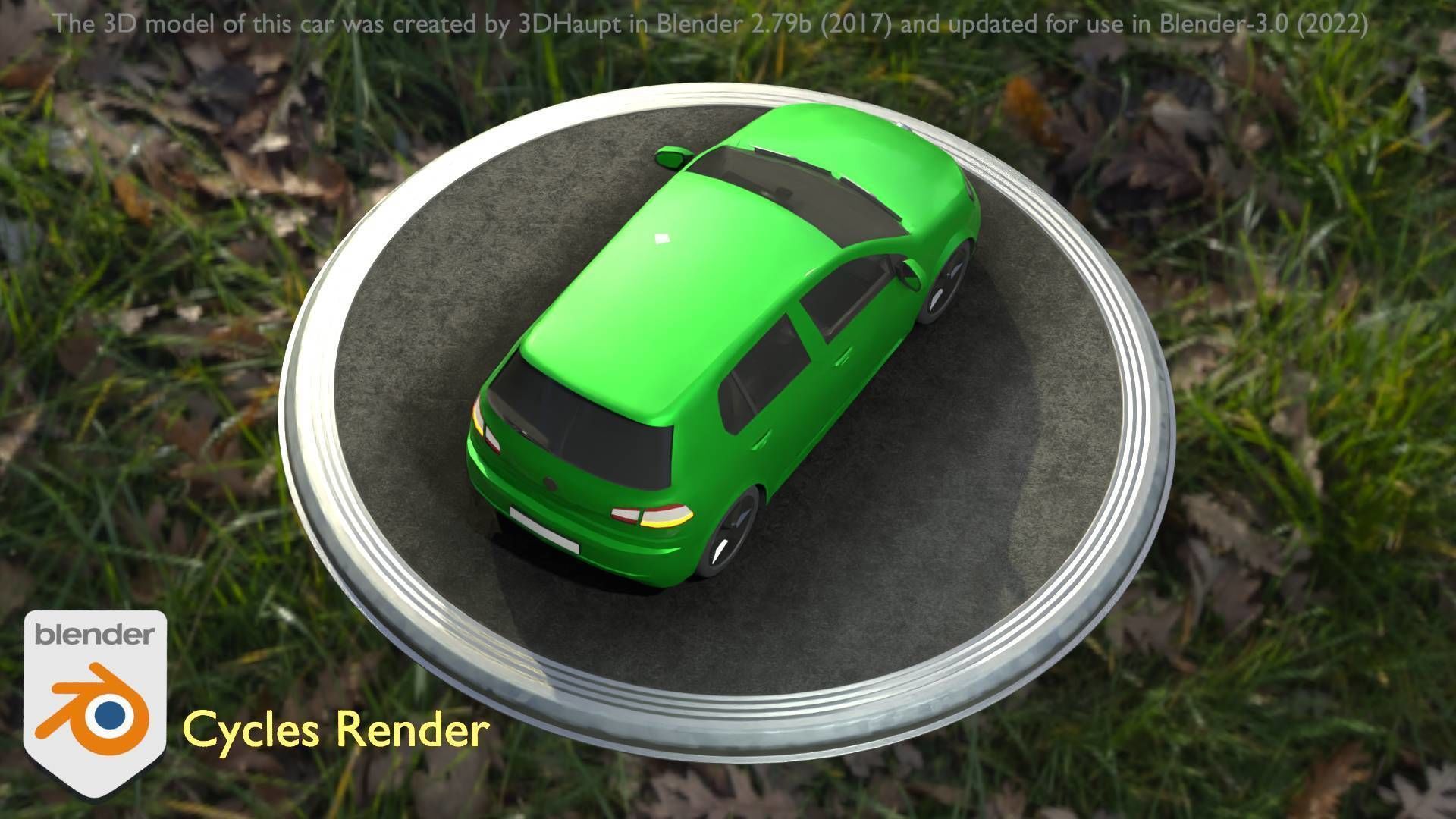 City Car 41 Compact Class Type-C Green Low-poly 3D model_97