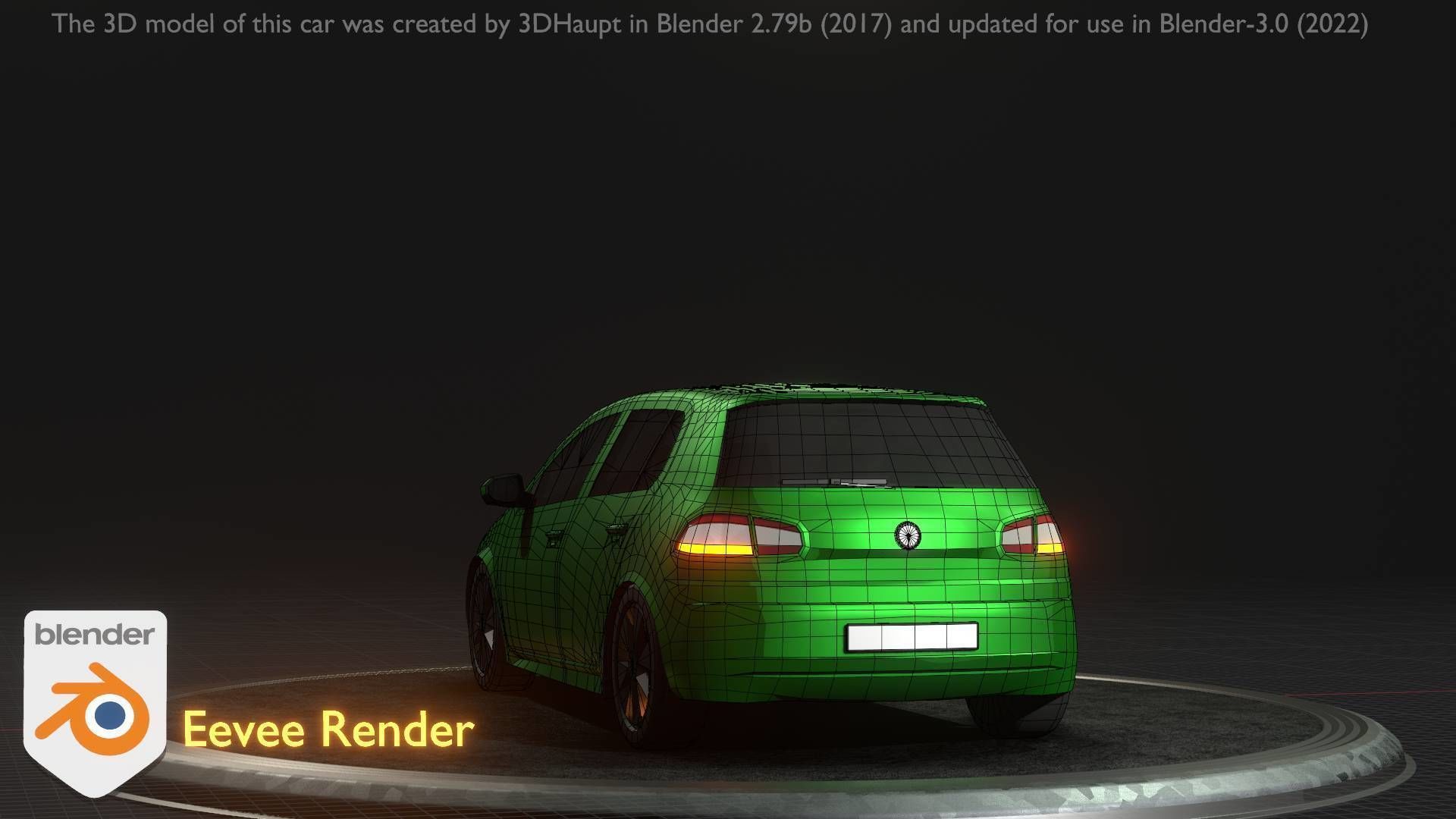 City Car 41 Compact Class Type-C Green Low-poly 3D model_68