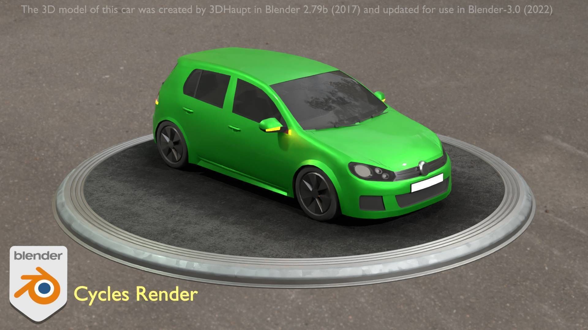 City Car 41 Compact Class Type-C Green Low-poly 3D model_75