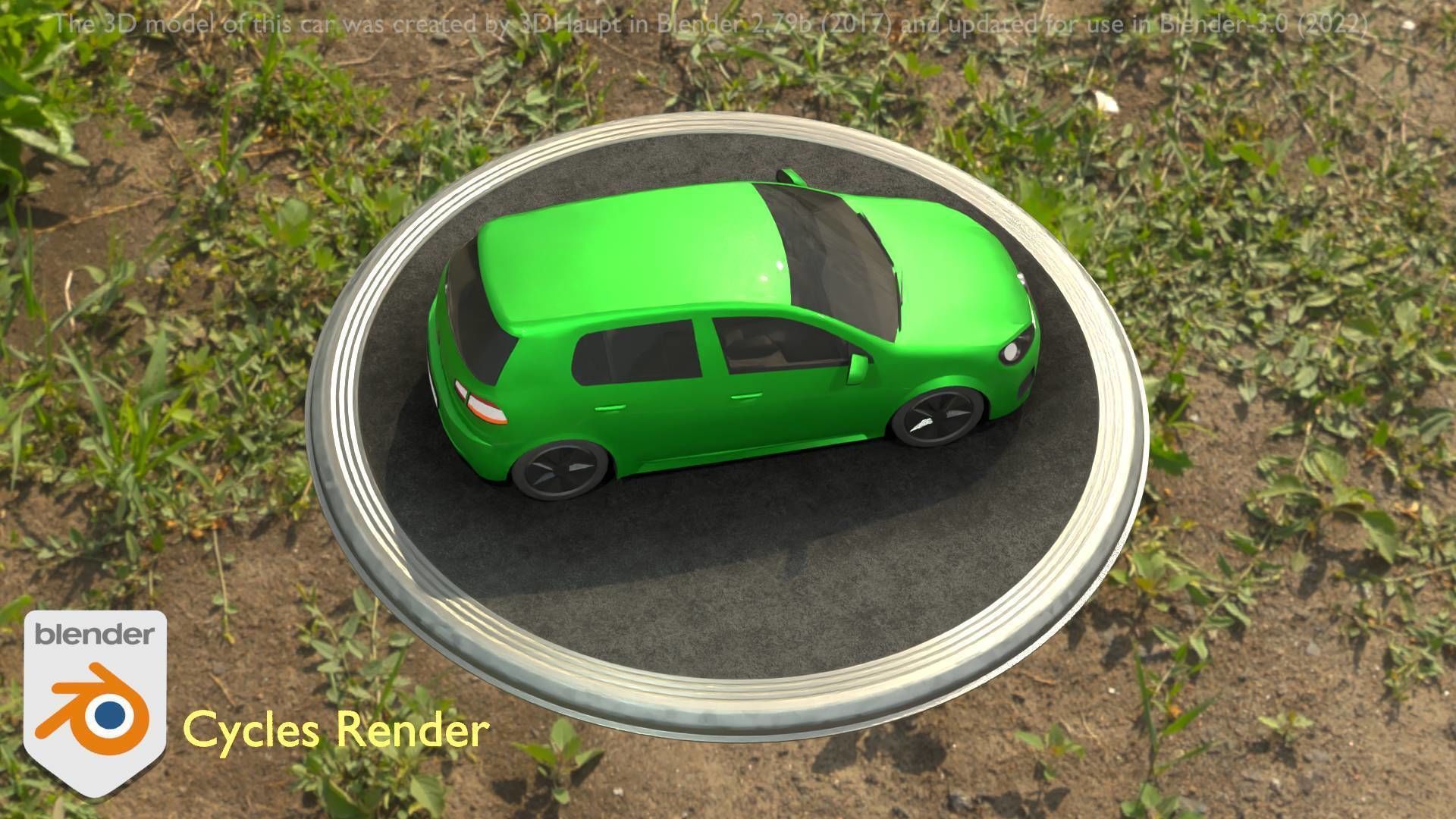 City Car 41 Compact Class Type-C Green Low-poly 3D model_99