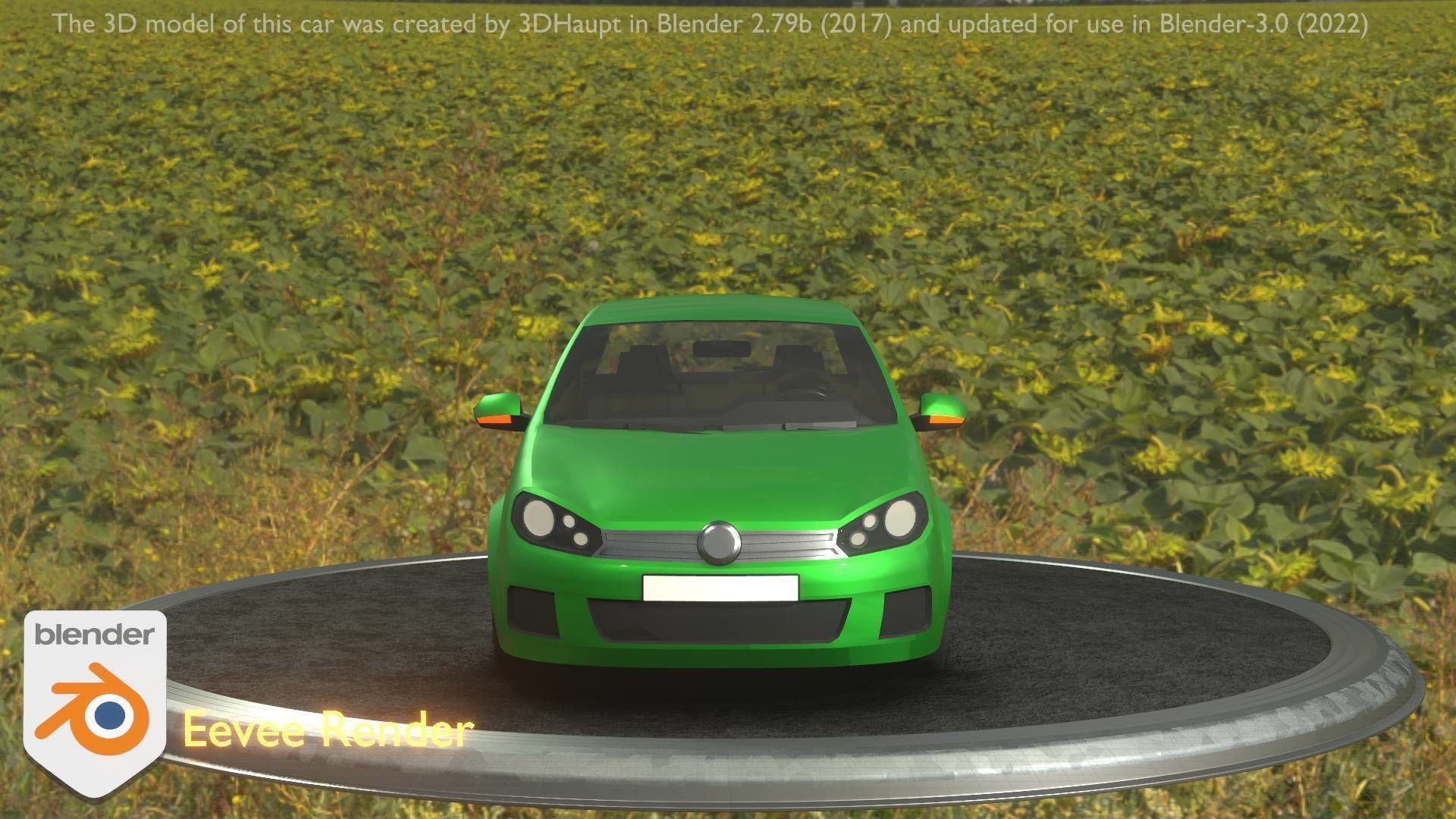 City Car 41 Compact Class Type-C Green Low-poly 3D model_10