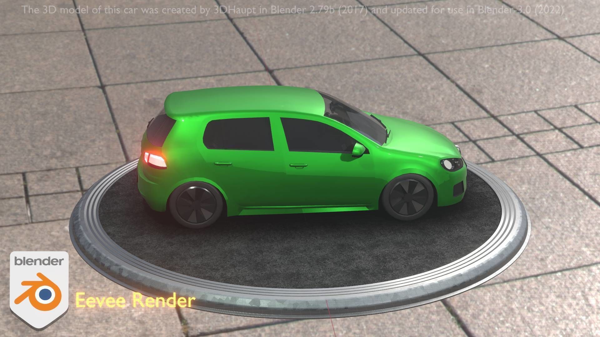 City Car 41 Compact Class Type-C Green Low-poly 3D model_39