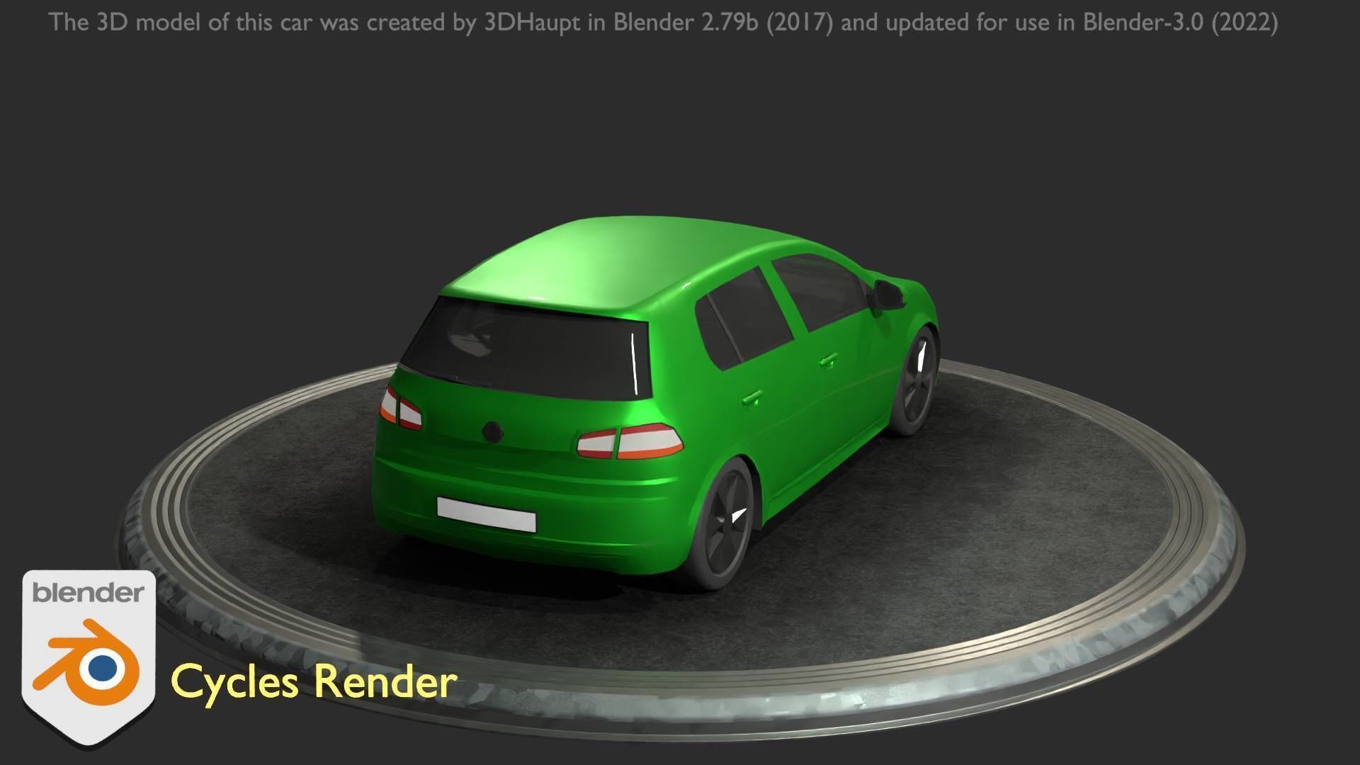 City Car 41 Compact Class Type-C Green Low-poly 3D model_26