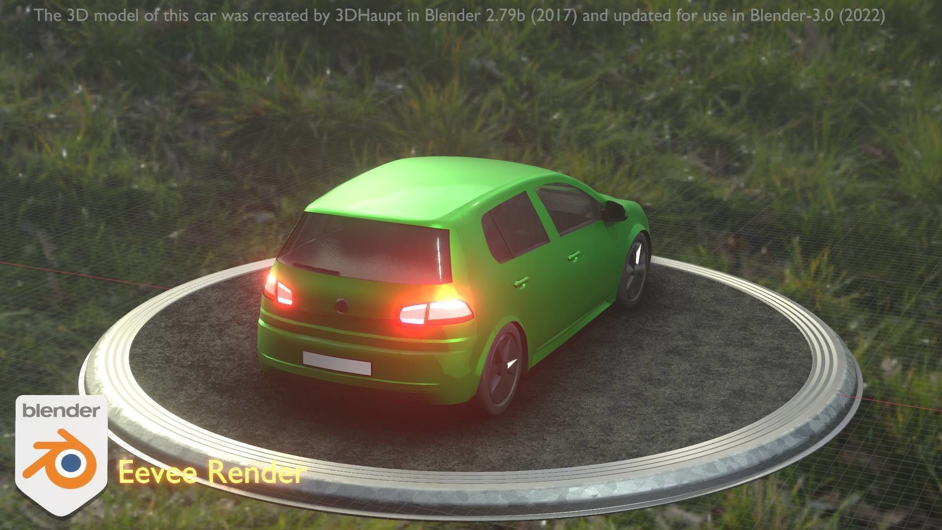 City Car 41 Compact Class Type-C Green Low-poly 3D model_70