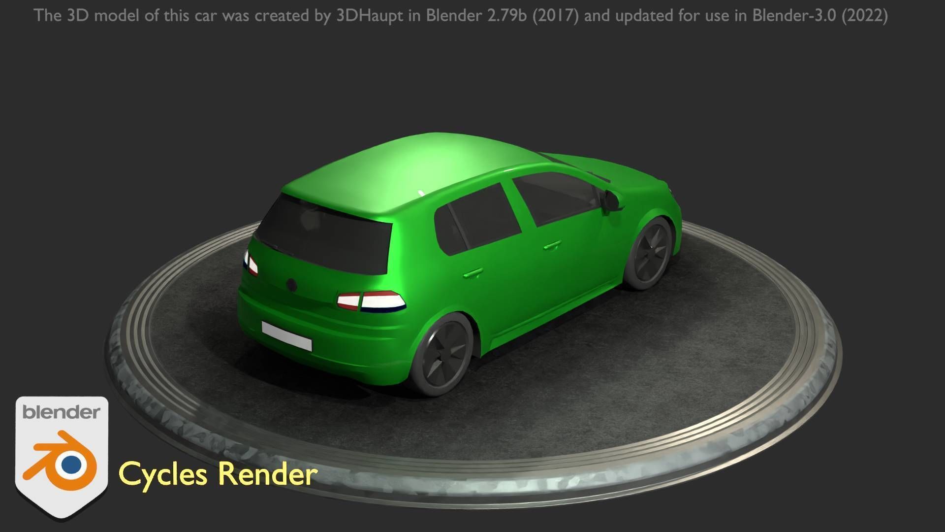 City Car 41 Compact Class Type-C Green Low-poly 3D model_83