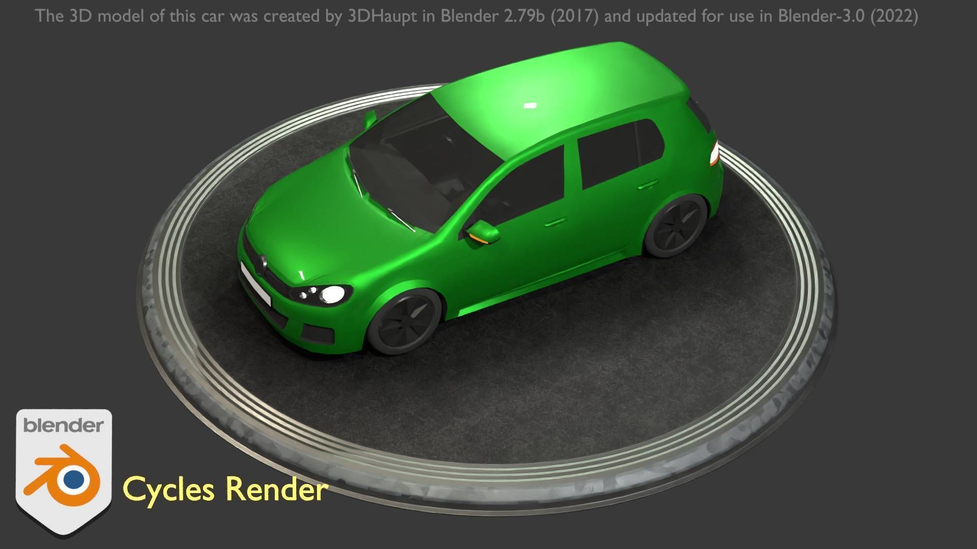 City Car 41 Compact Class Type-C Green Low-poly 3D model_43