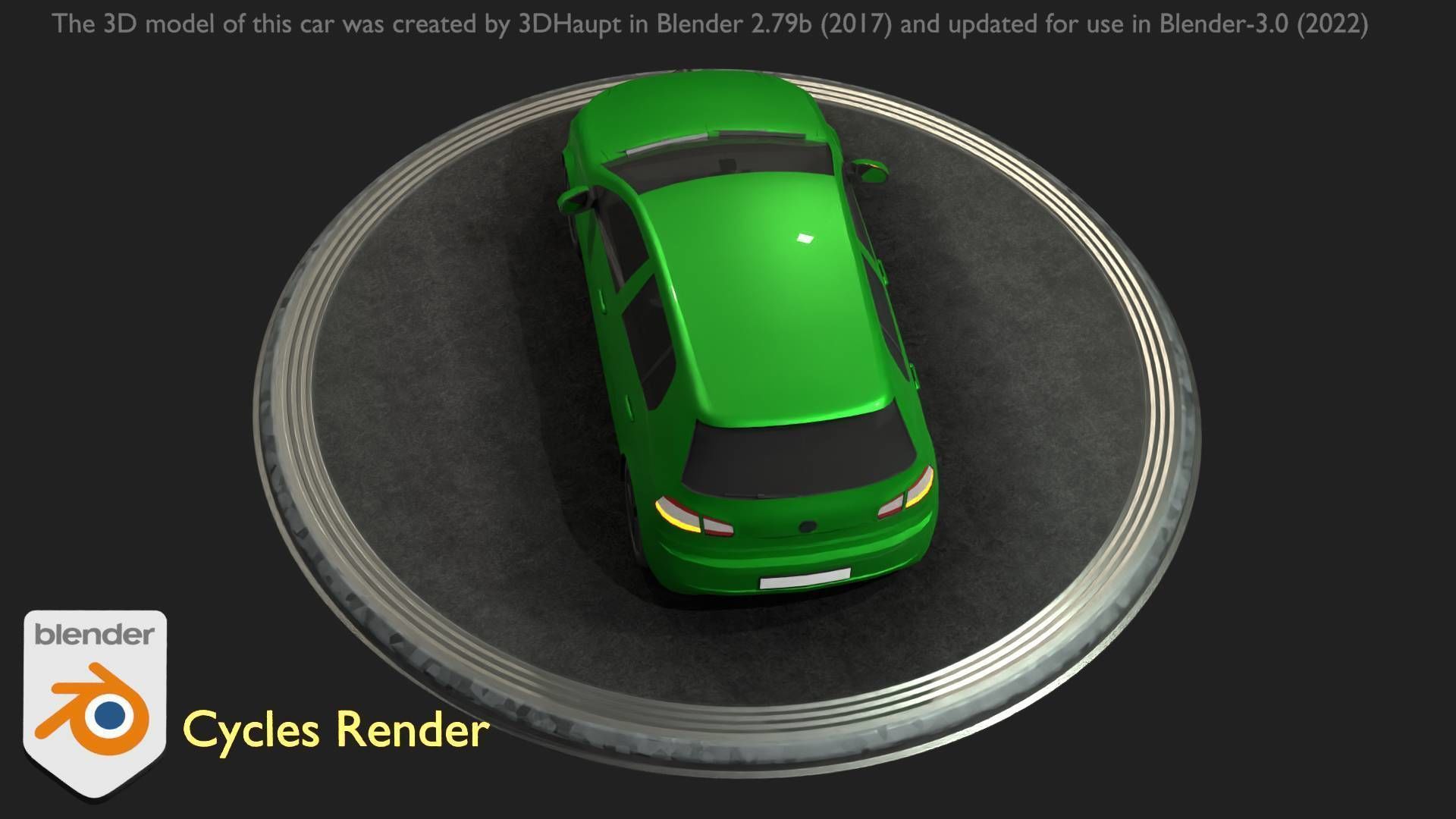 City Car 41 Compact Class Type-C Green Low-poly 3D model_95