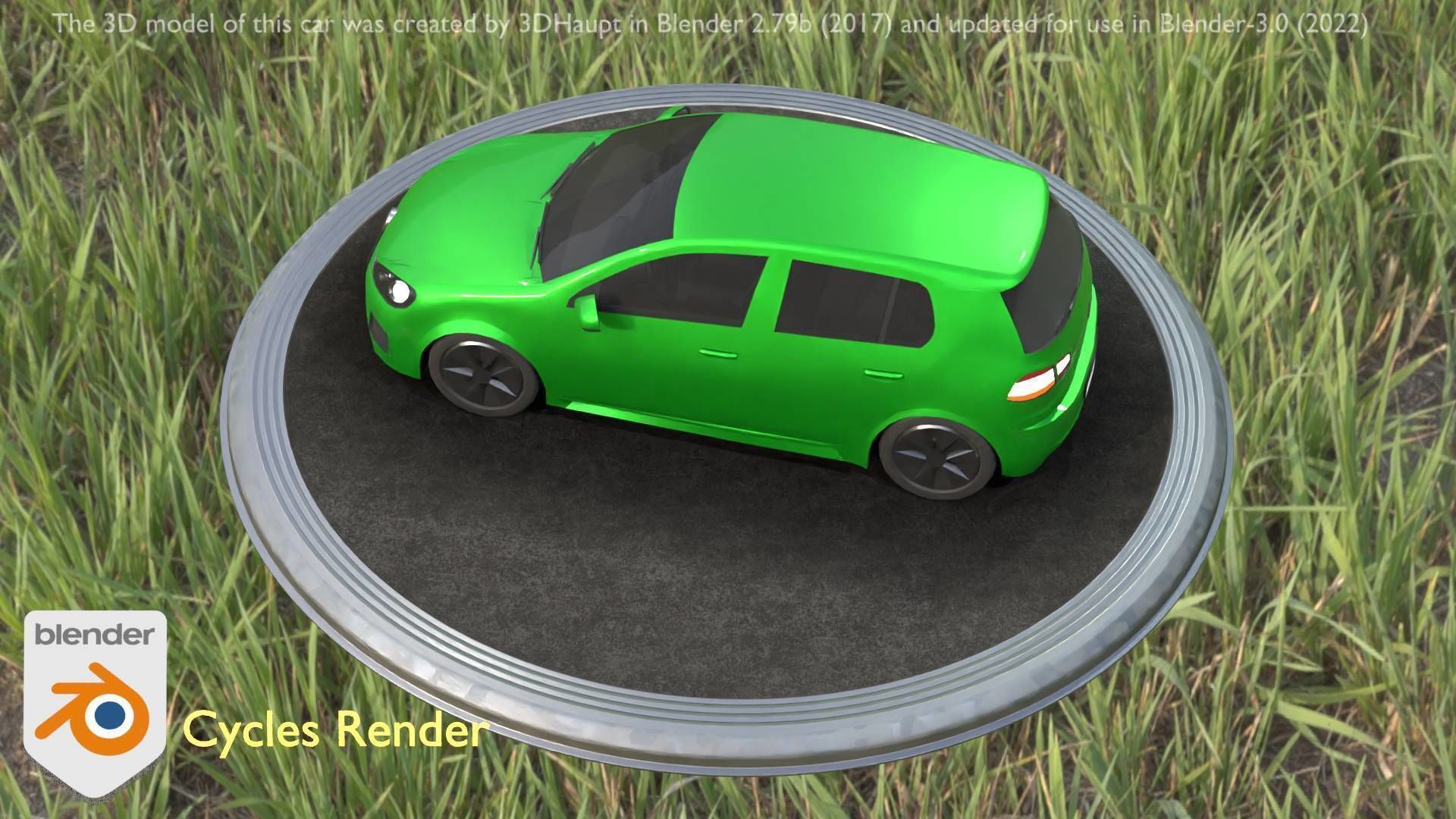 City Car 41 Compact Class Type-C Green Low-poly 3D model_53