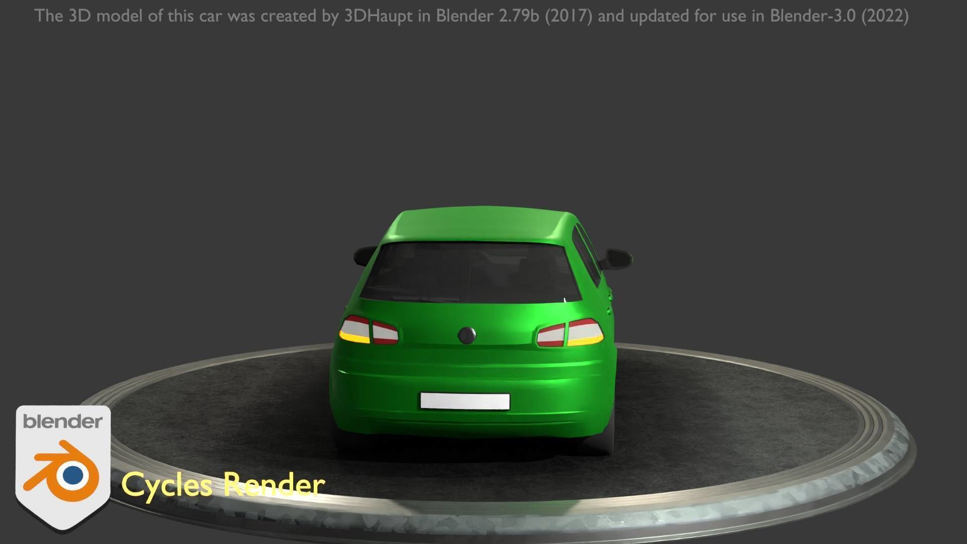 City Car 41 Compact Class Type-C Green Low-poly 3D model_69