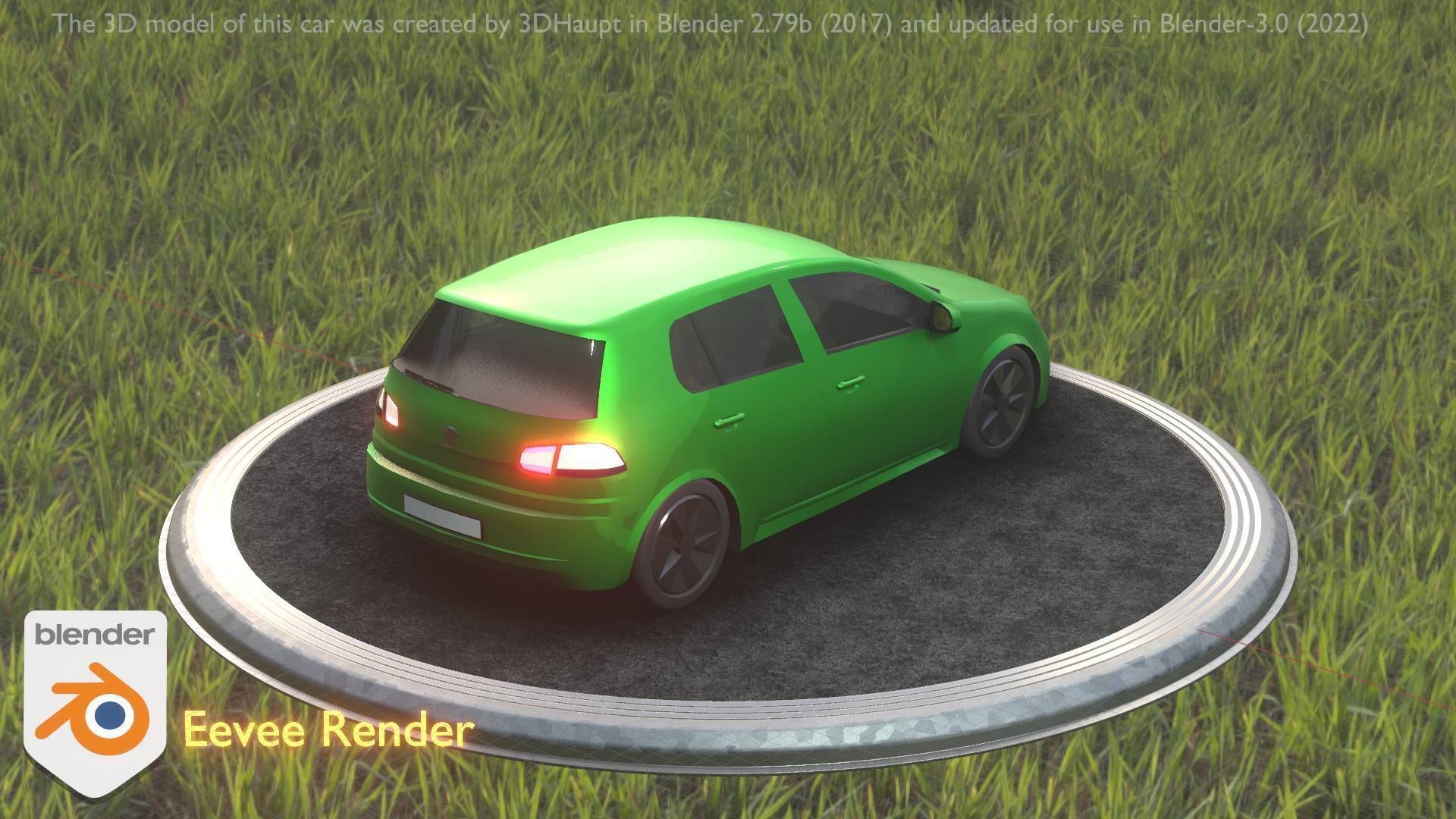 City Car 41 Compact Class Type-C Green Low-poly 3D model_47