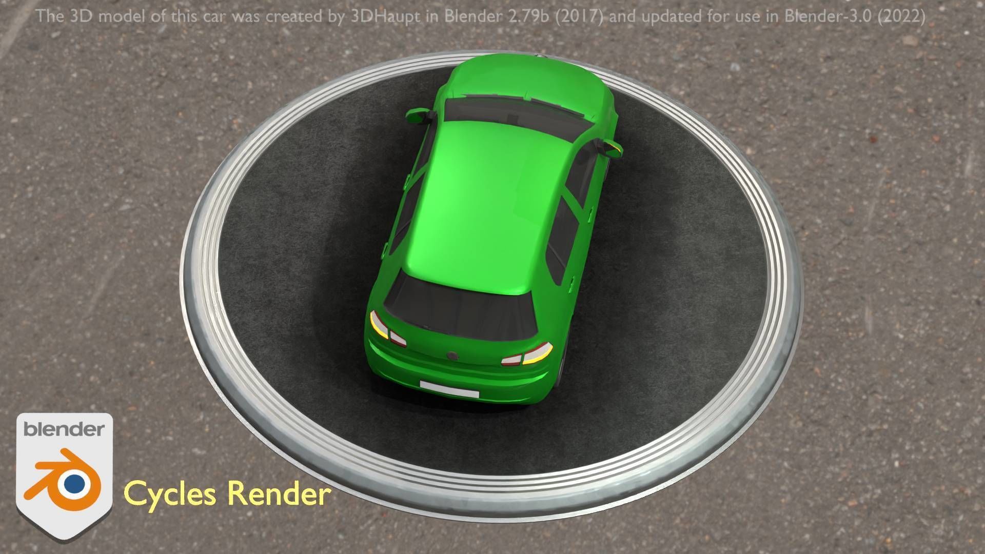 City Car 41 Compact Class Type-C Green Low-poly 3D model_50