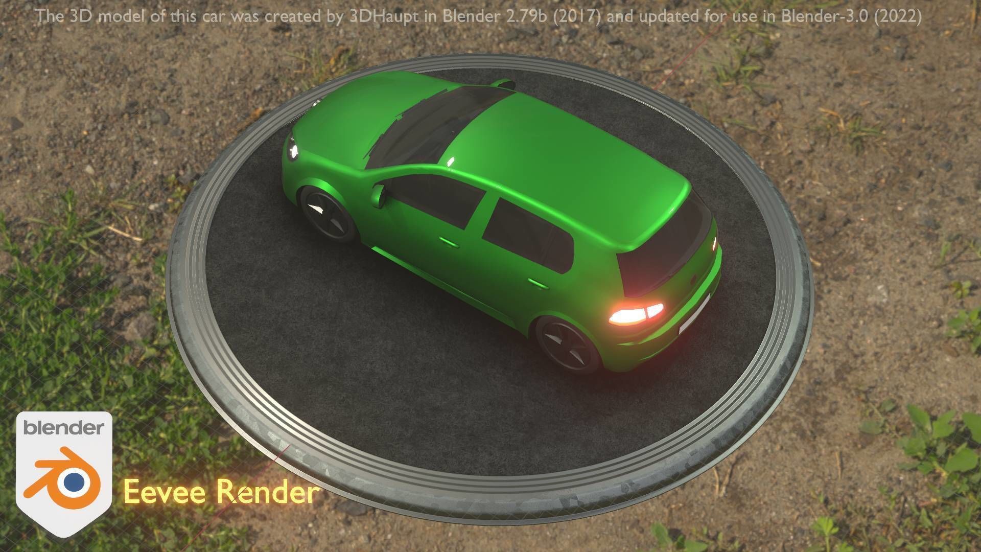 City Car 41 Compact Class Type-C Green Low-poly 3D model_44